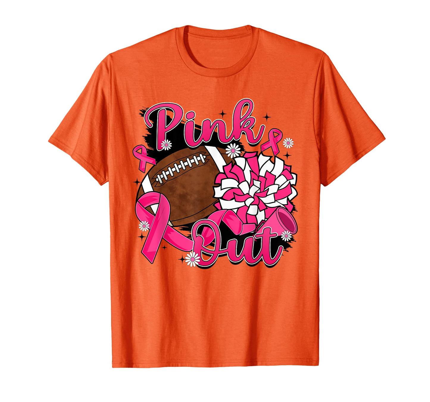 Breast Cancer Awareness Football Pink Out Pink Ribbon Women T-Shirt