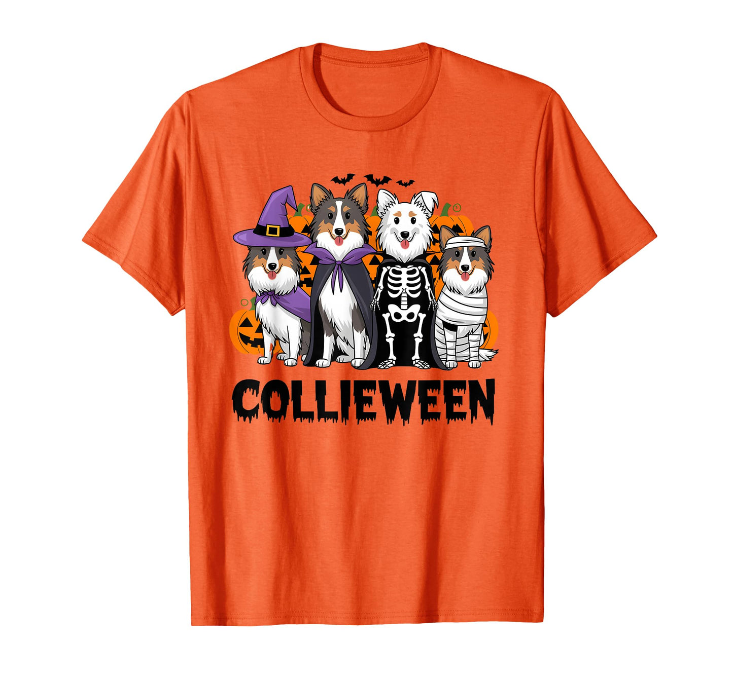 Funny Halloween Rough Collie Dog Lover Collieween Pumpkin T-Shirt