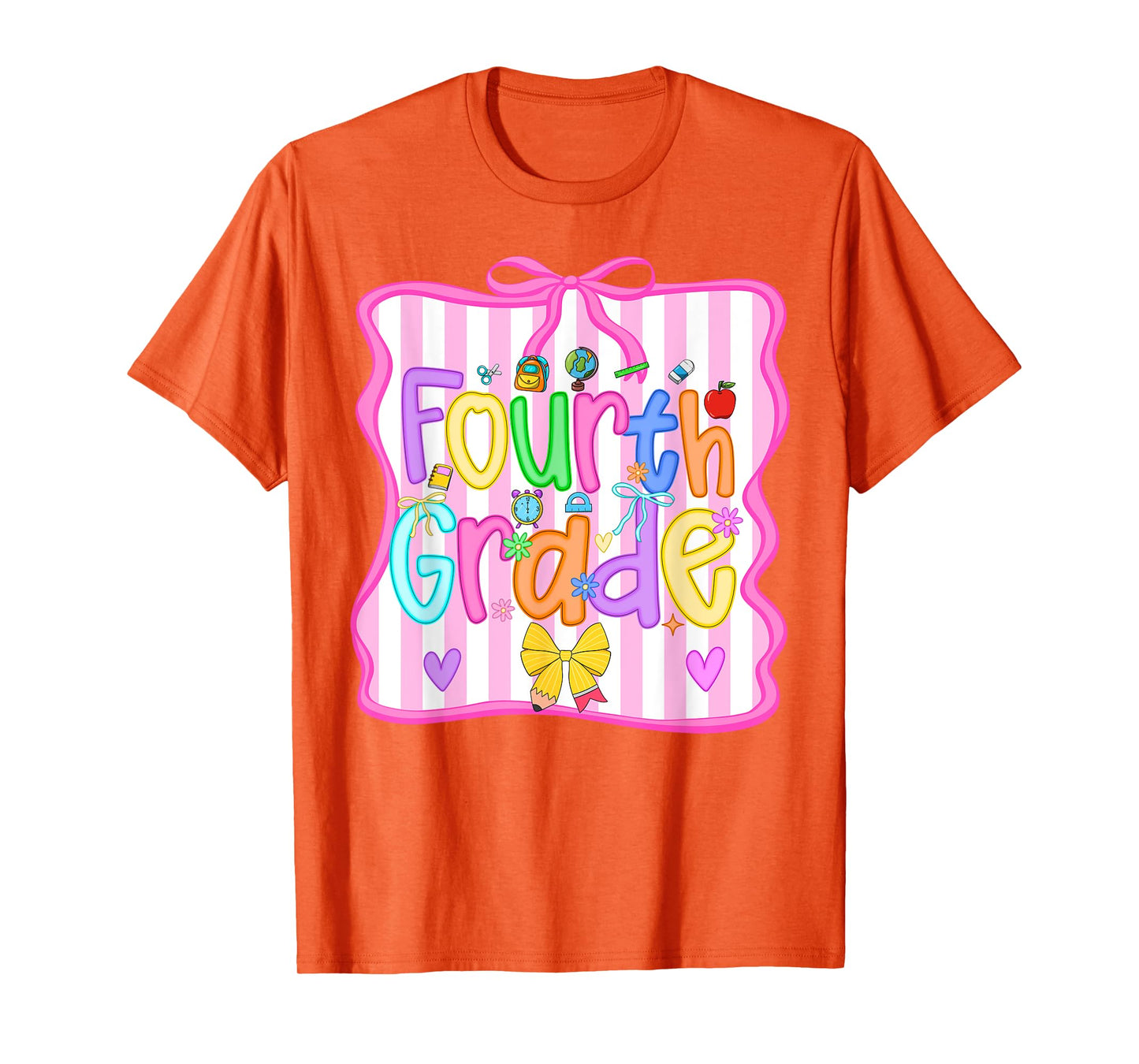 Back To School Fourth Grade Girls Bow 4th Grade Teacher Kids T-Shirt