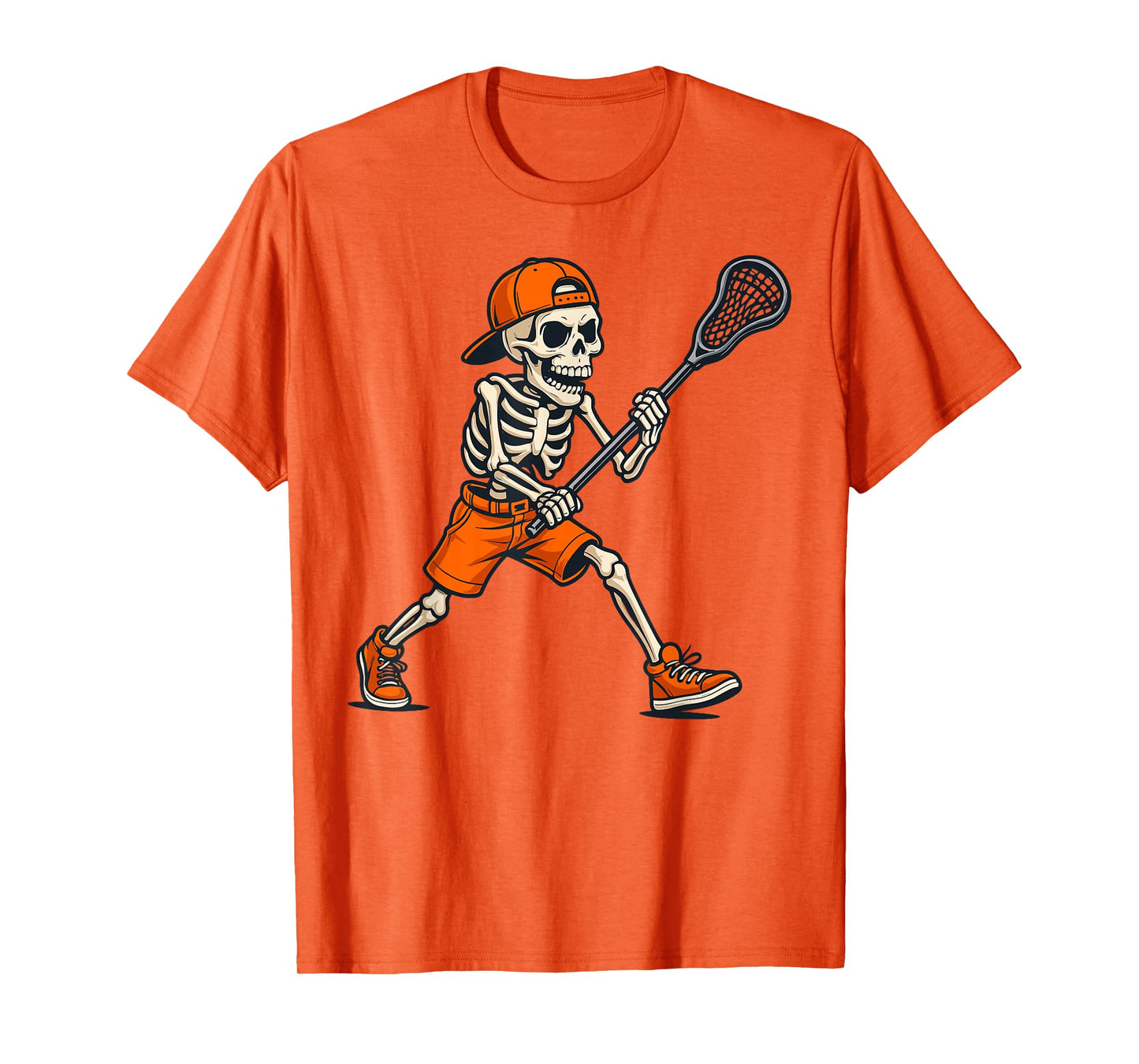 Funny Skeleton Lacrosse Halloween Boys Men Kids T-Shirt