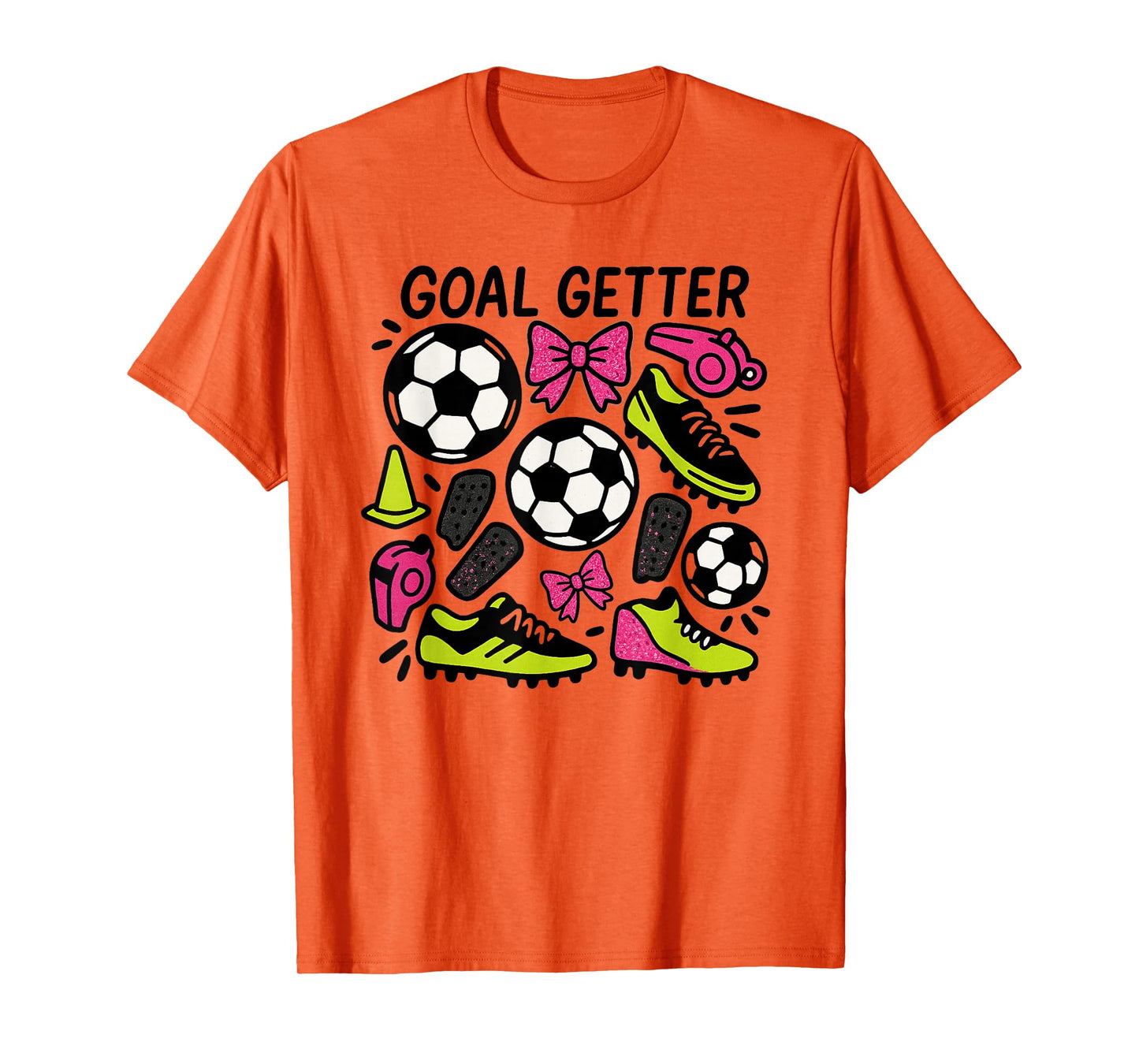 Goal Getter Coquette Soccer Design with Bows and Cleats T-Shirt