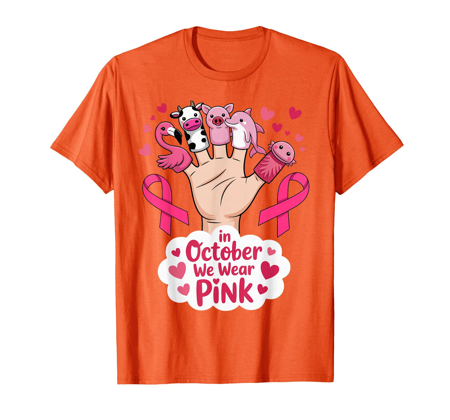 in October We Wear Pink Breast Cancer Awareness Month Kids T-Shirt