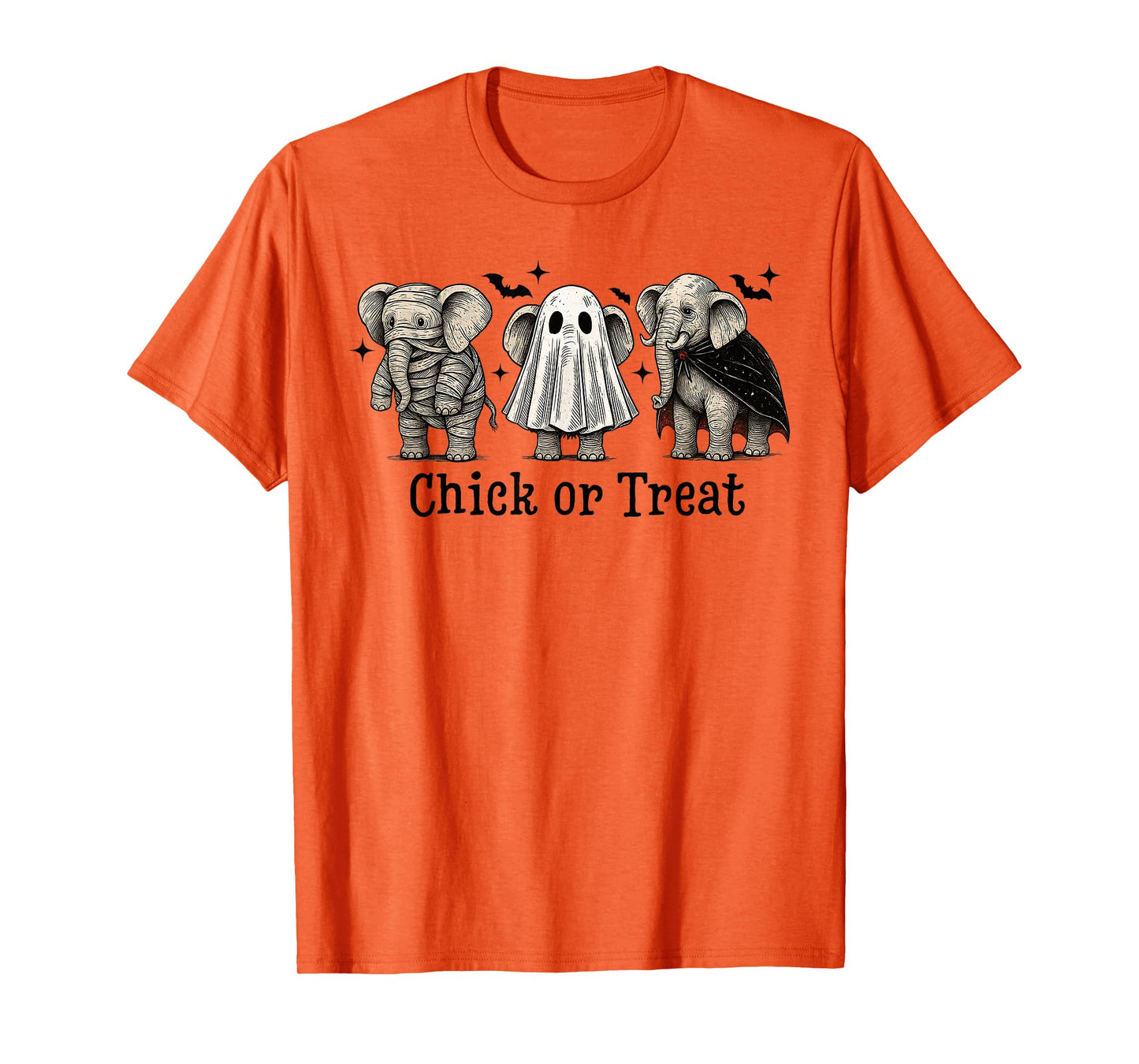 Chick Or Treat Elephant Ghost Spooky Skeleton Halloween Kids T-Shirt