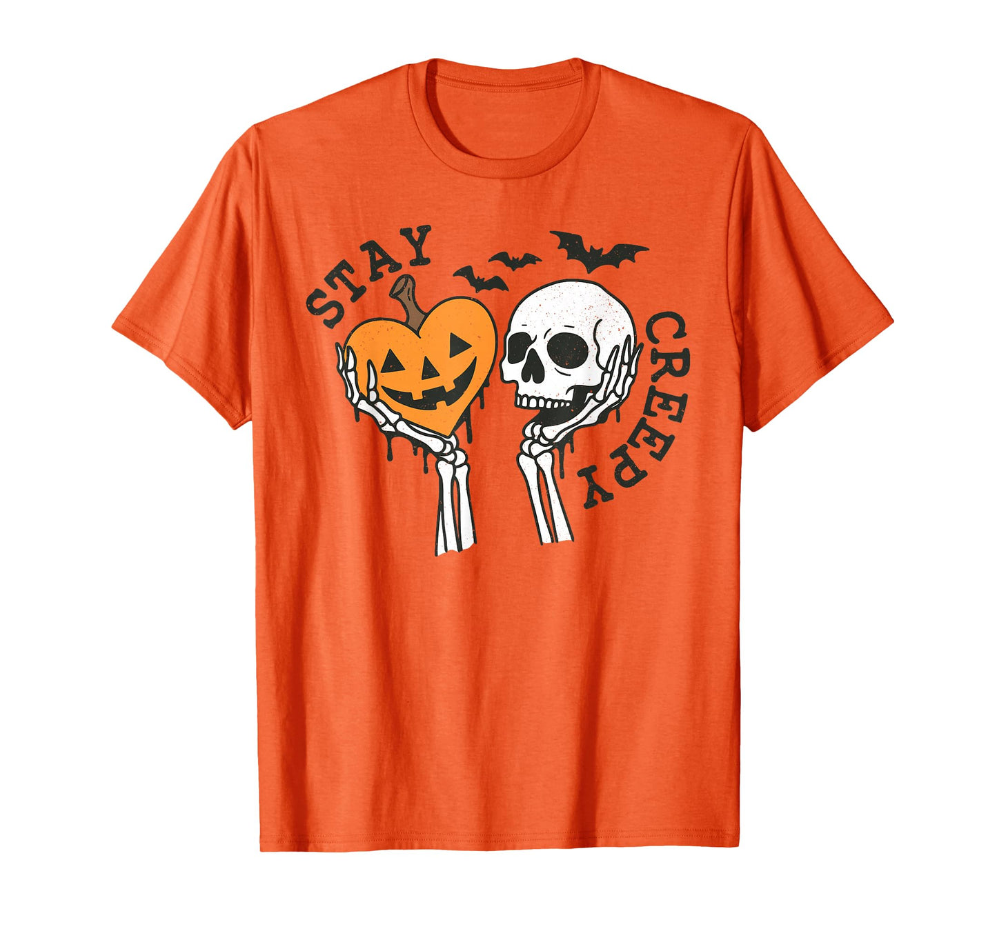 Stay Creepy Dripping Heart Halloween Skeleton Hand Spooky T-Shirt