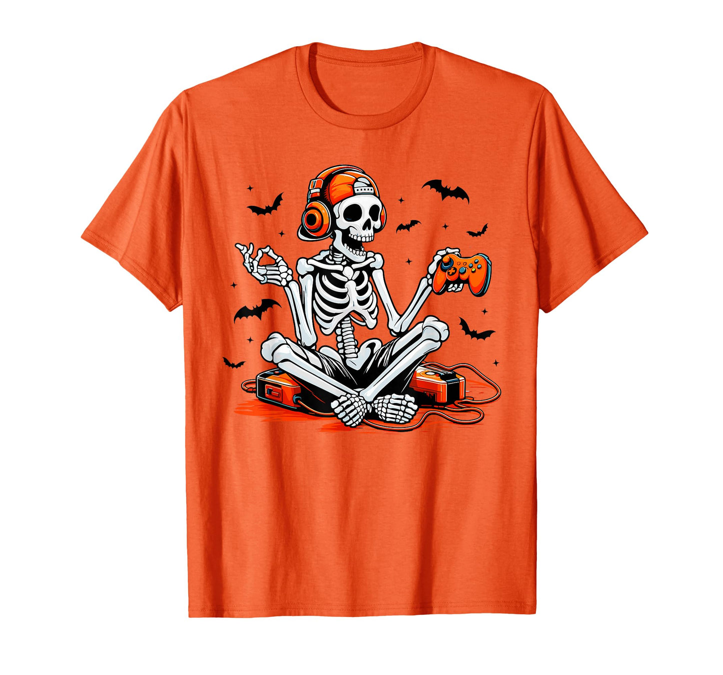 Halloween Skeleton Gamer Funny Video Gaming Halloween Gaming T-Shirt