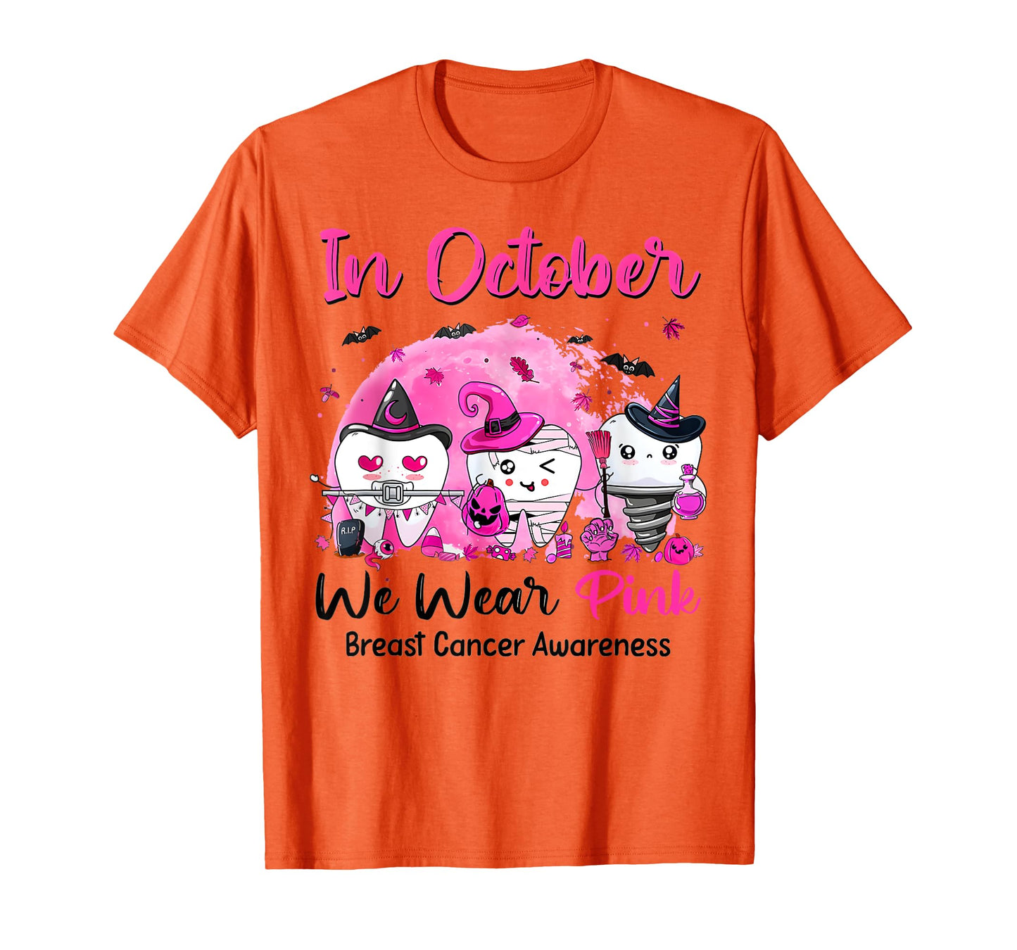 In October we Wear Pink Breast Cancer Leopard Dentist Dental T-Shirt