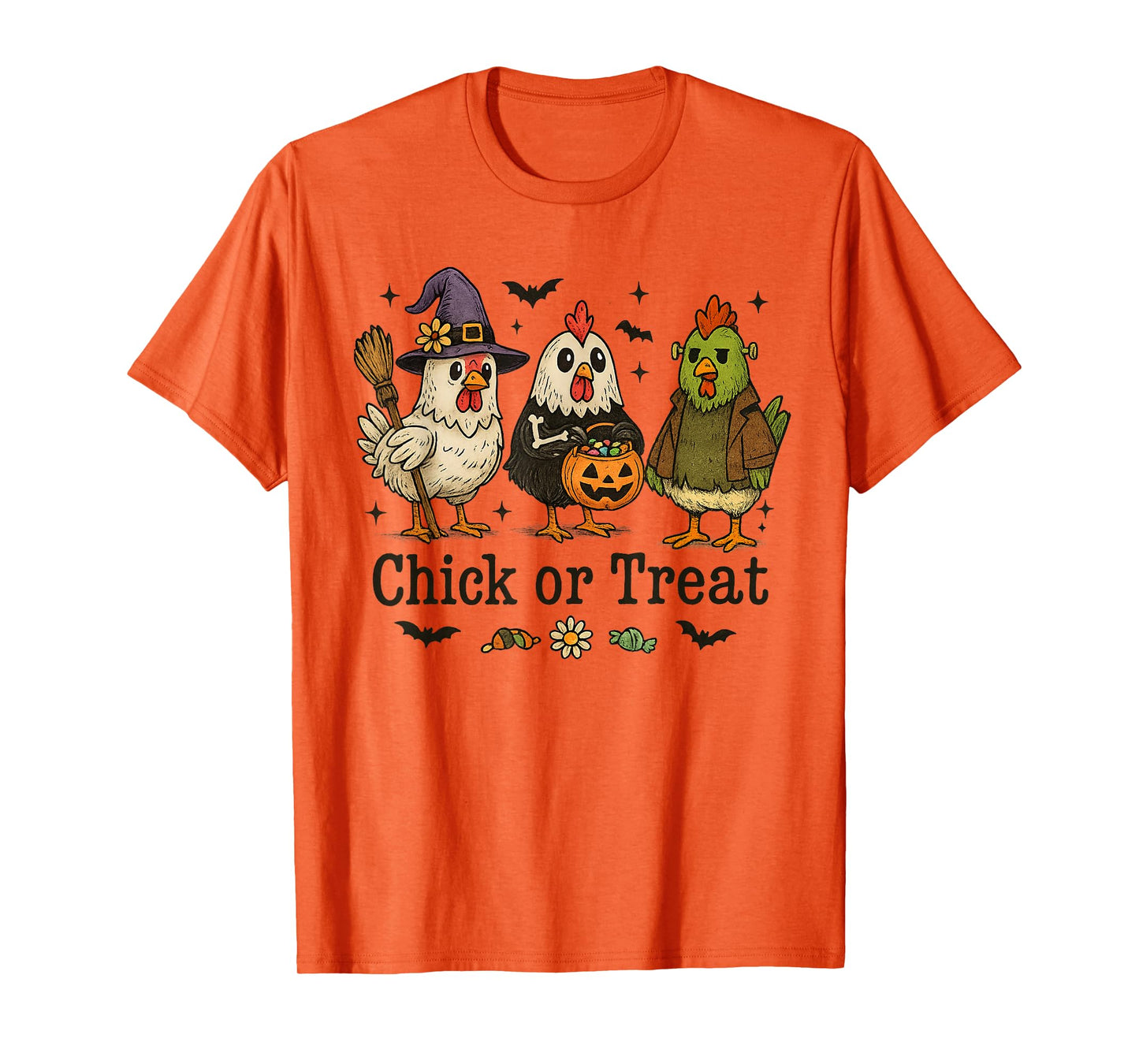 Spooky Farm Animal Chicken Witch Skeleton Trick or Treat T-Shirt