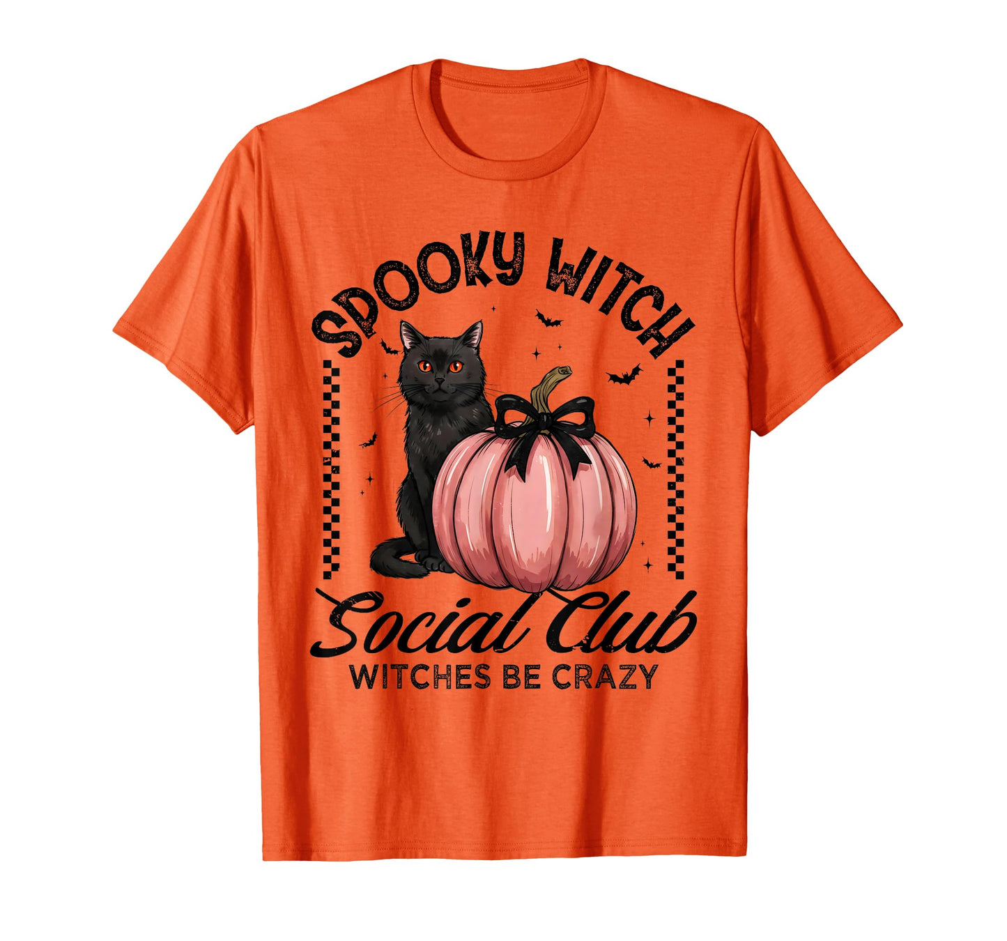 Spooky Witch Social Club Witches Be Crazy Halloween Cat T-Shirt
