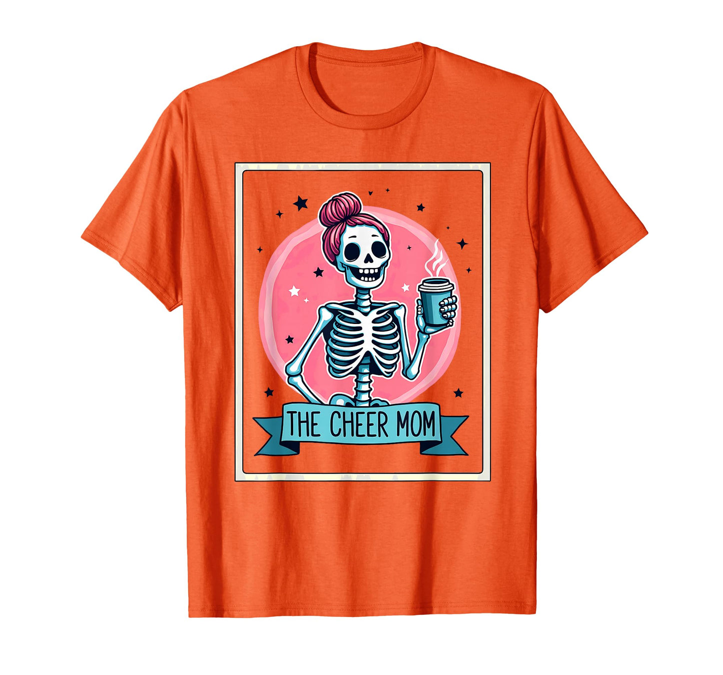 Tarot Card Cheerleader The Cheer Mom Messy Bun Skeleton T-Shirt