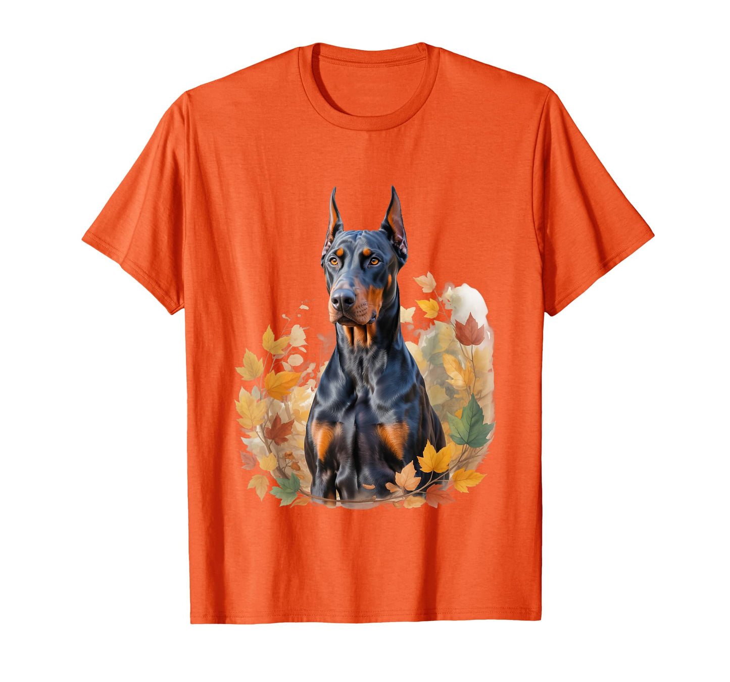Doberman Autumn Leaves Dog Lovers Men Women T-Shirt