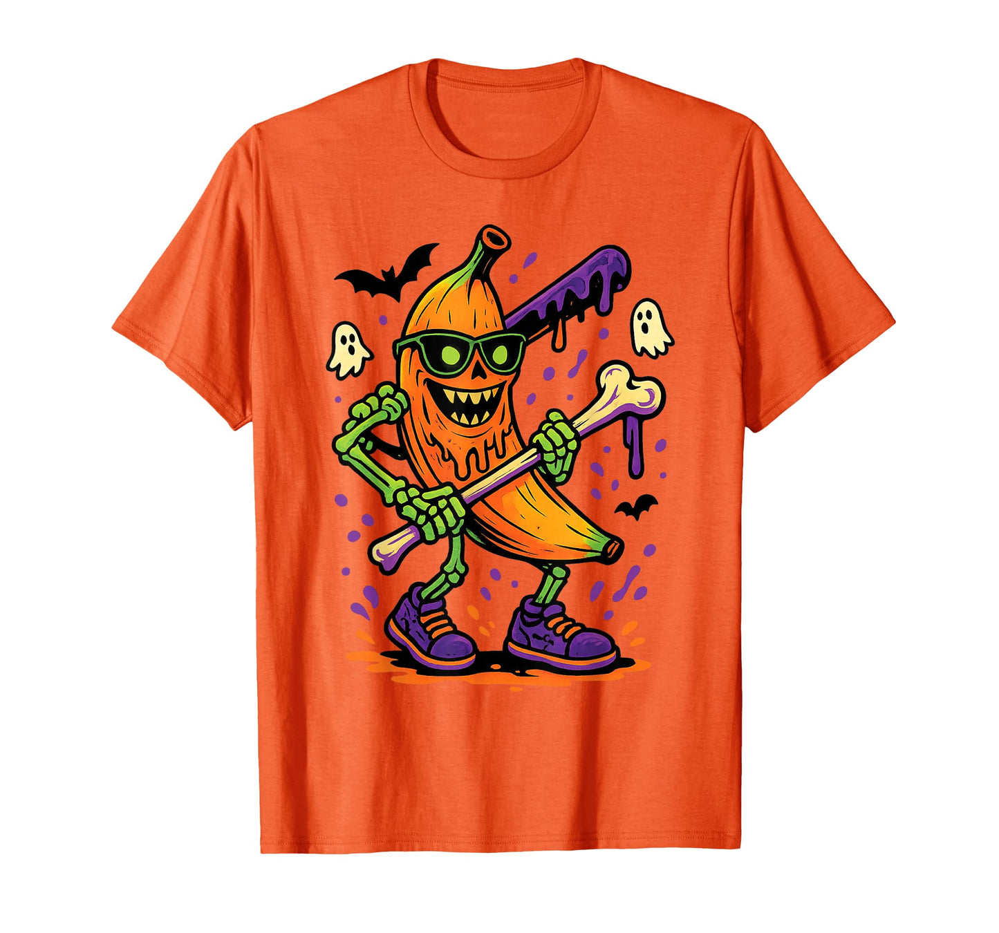 Funny Spooky Banana Skeleton Halloween Kids Youth Boys Girls T-Shirt