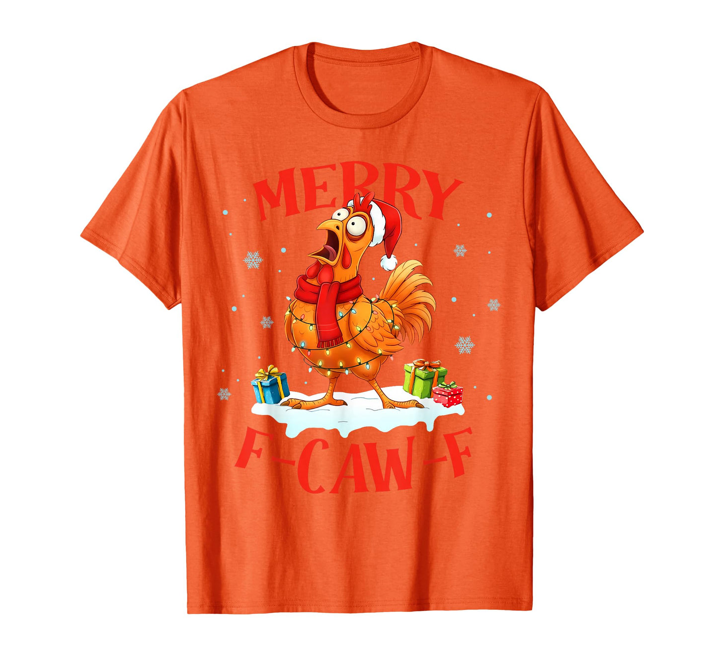 Funny F Caw F Chicken Rooster Cawing Christmas Santa Hat T-Shirt