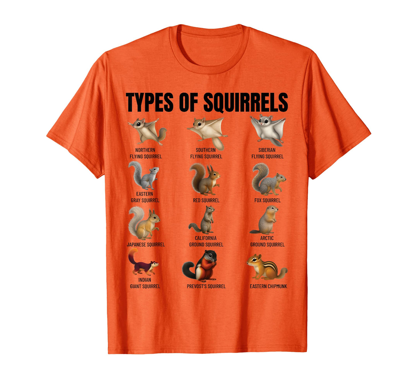 Types of Squirrels Identification Chart Species of Squirrels T-Shirt