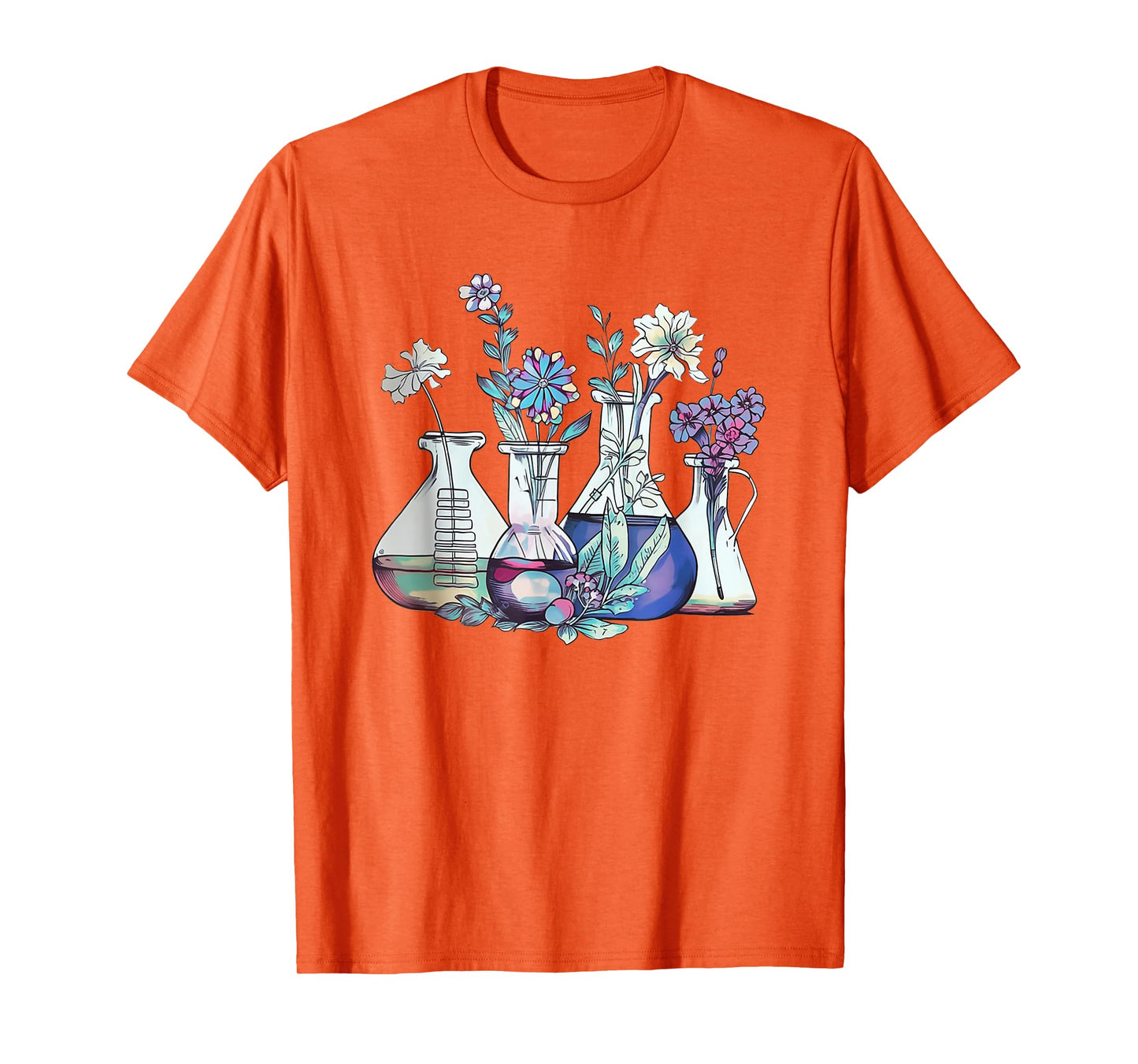 Floral Beakers Laboratory Chemistry Lab Scientist Lab Tech T-Shirt