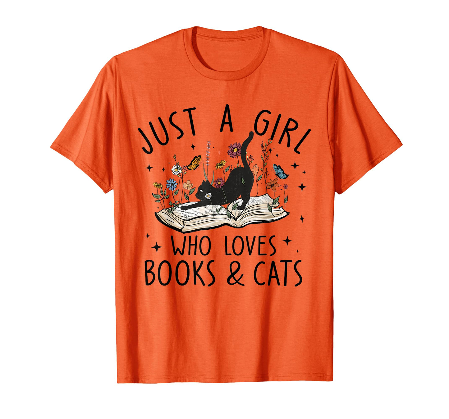 just A Girl Who Loves Cats And Books Reading Bookworm Girls T-Shirt