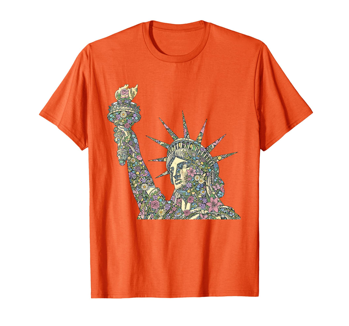 Floral Statue of Liberty Botanical Pattern New York City Art T-Shirt