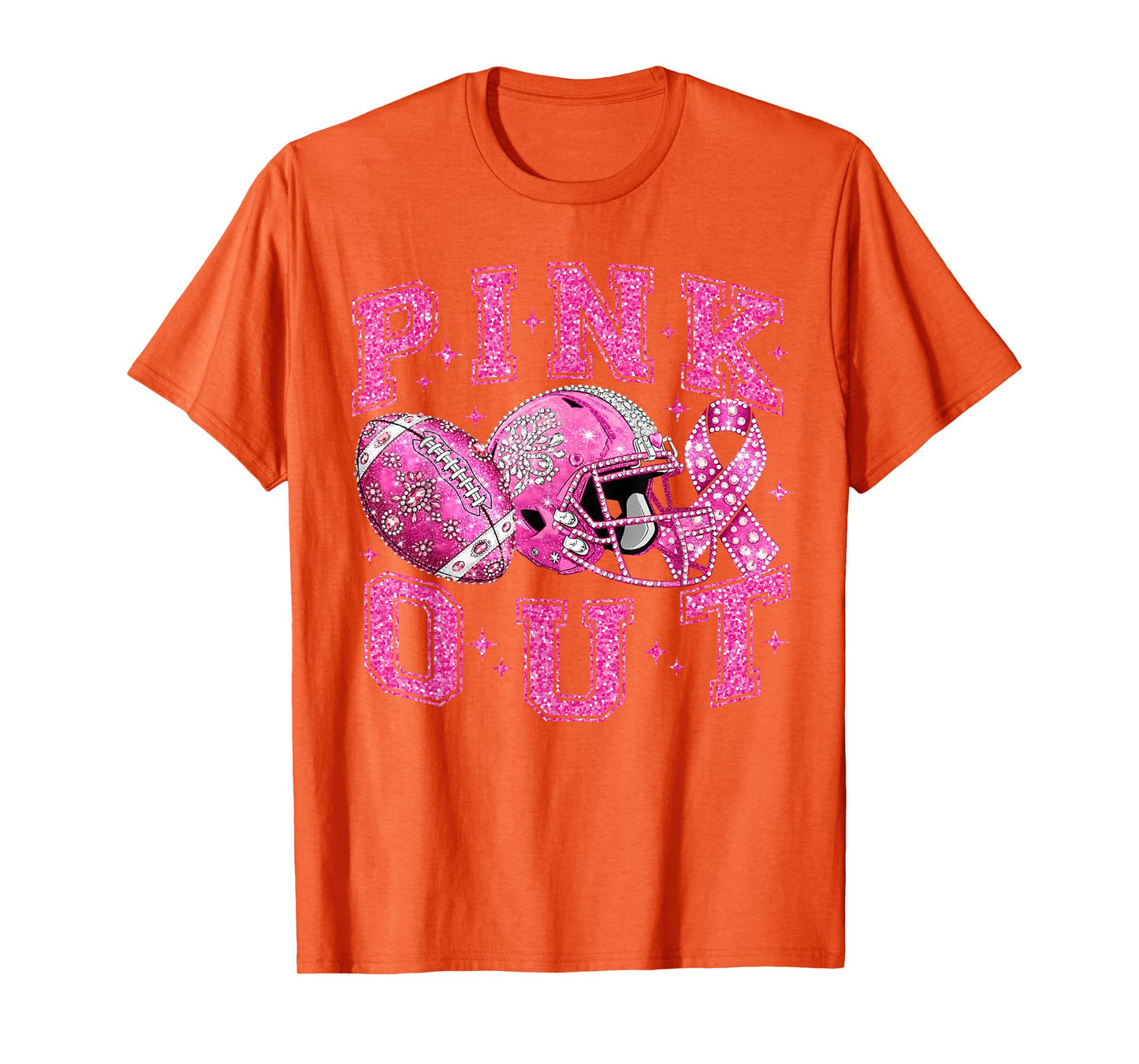 Breast Cancer Awareness Football Pink Out Coquette Ribbon T-Shirt