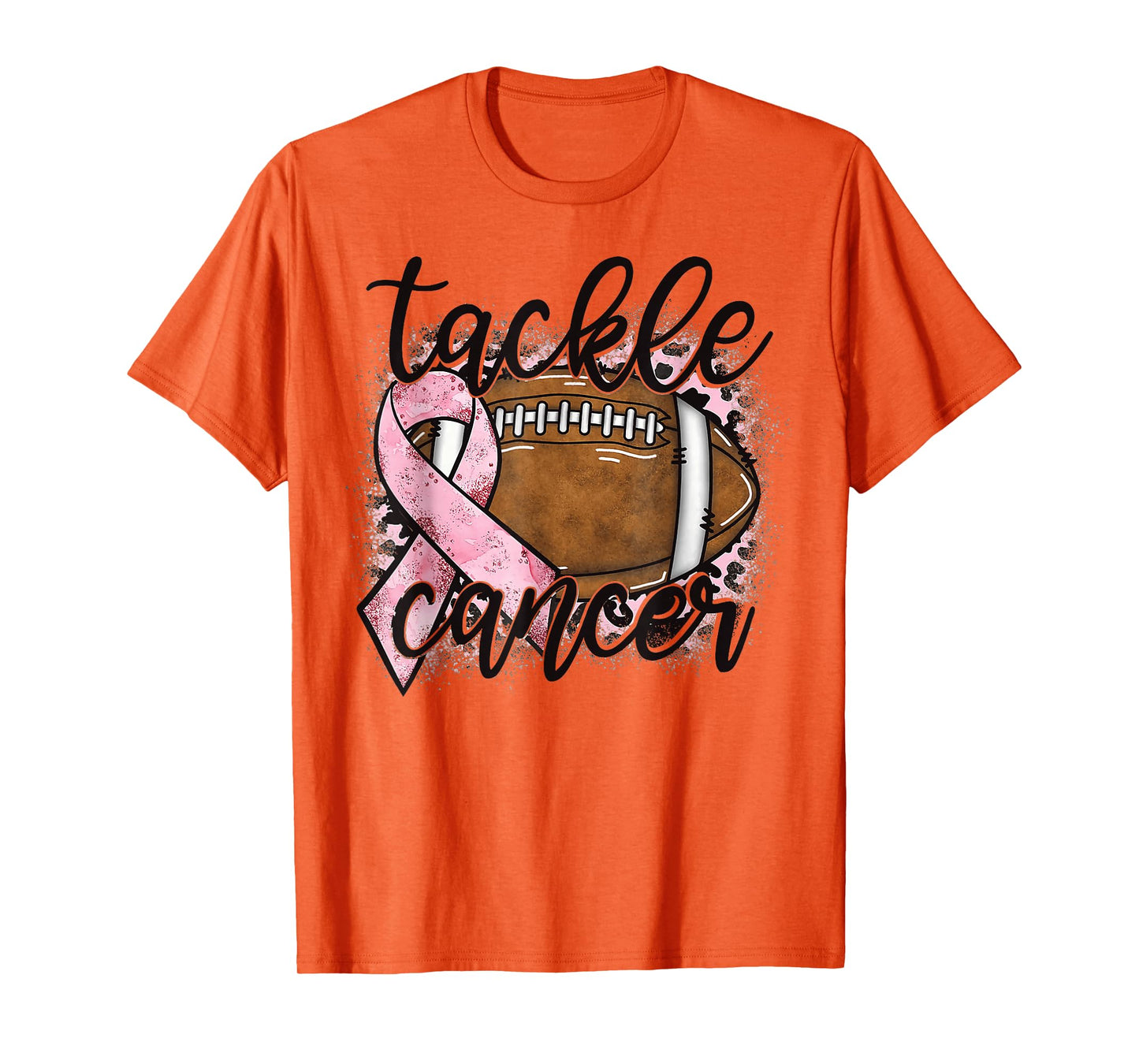 Tackle Cancer Football Pink Ribbon Breast Cancer Awareness T-Shirt
