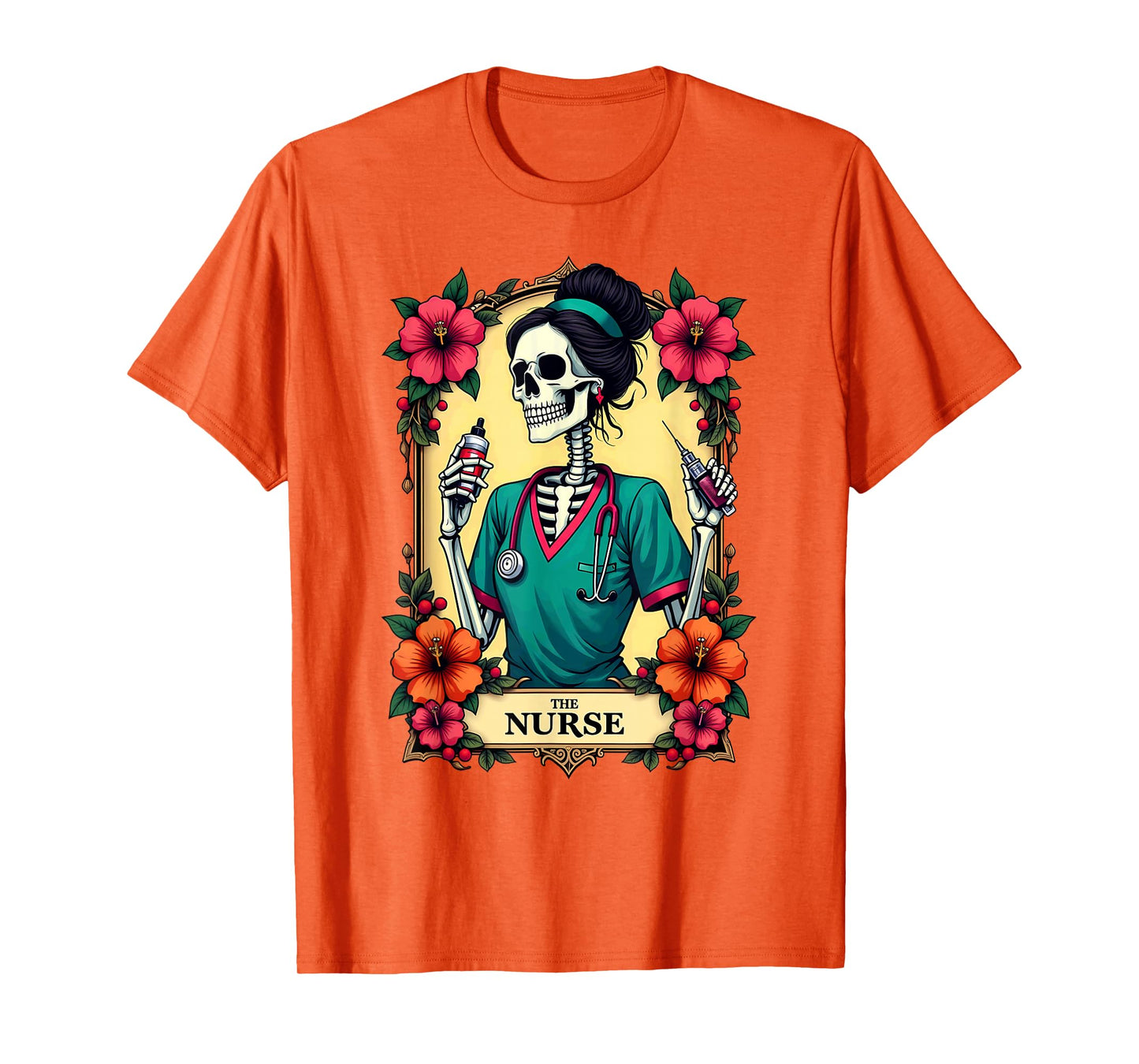 Gothic Tarot Card Skeleton The Nurse T-Shirt