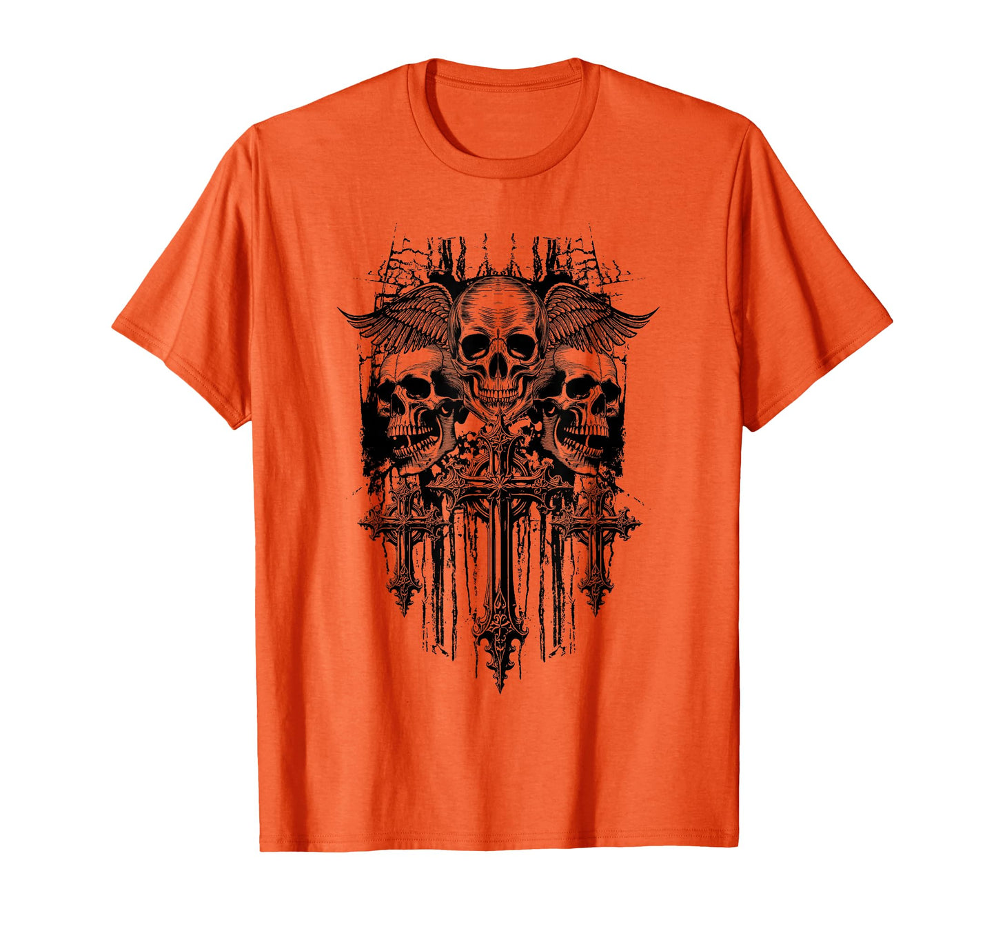 Skull Cross Wings Goth Alt Grunge Gothic Emo Aesthetic Y2K T-Shirt