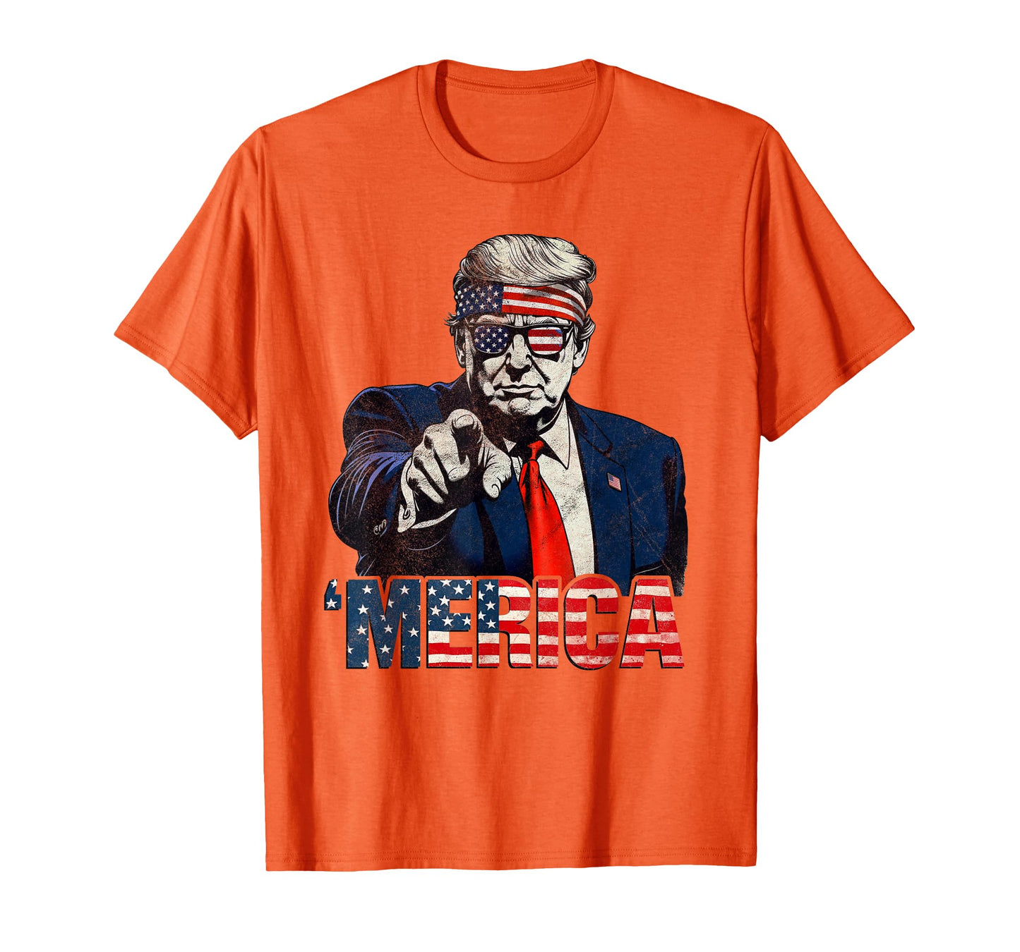 Happy 4th Of July 'MERICA TRUMP American Flag USA T-Shirt
