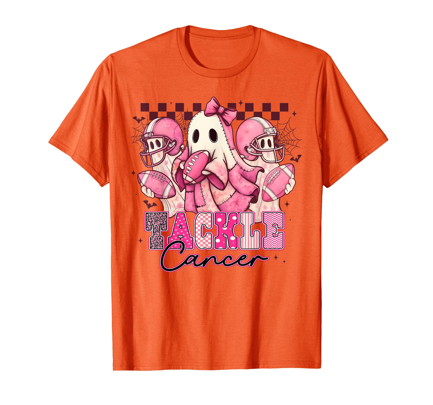 Pink Out Tackle Breast Cancer Awareness Football Ghost T-Shirt