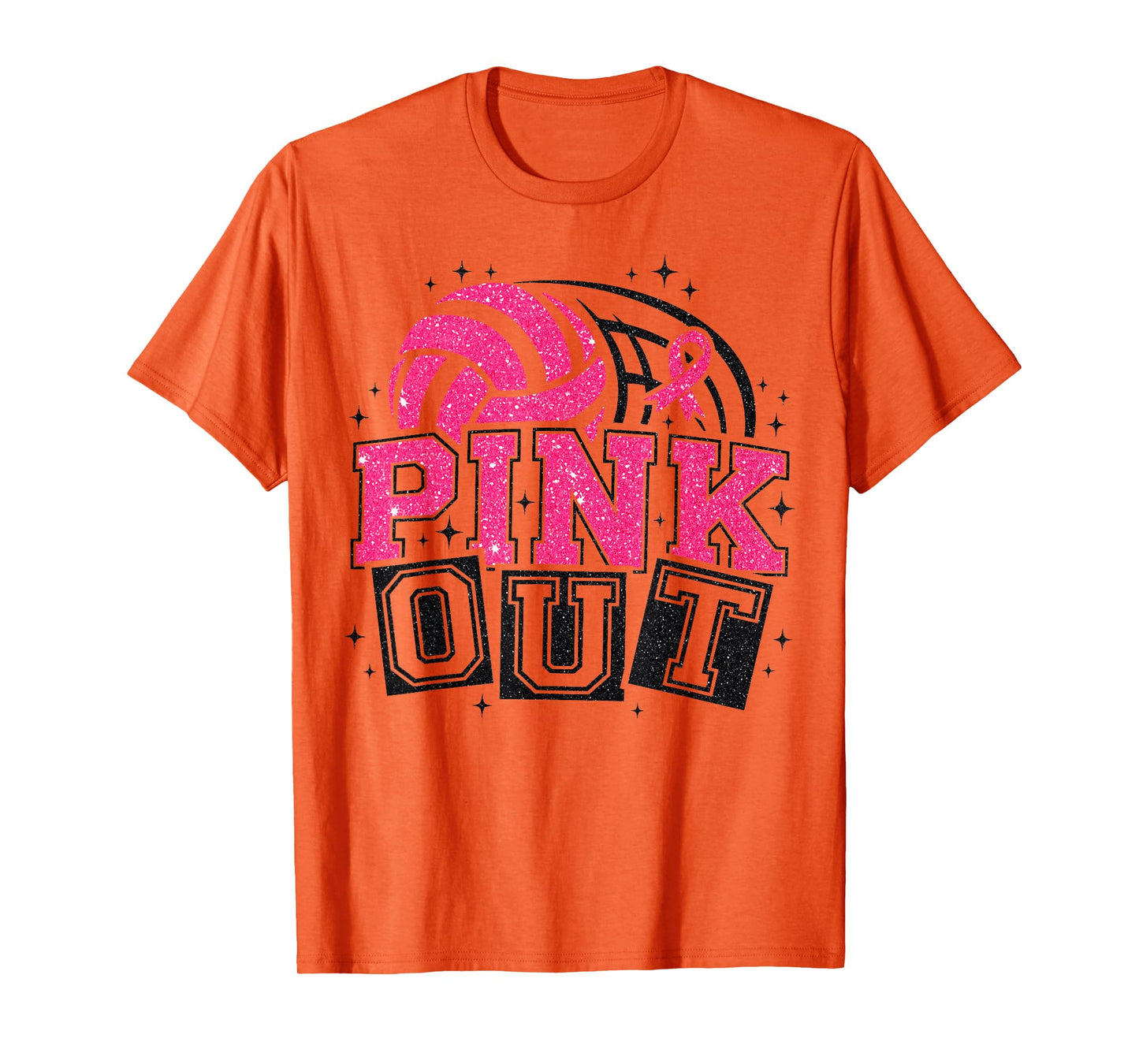Pink Out Volleyball Breast Cancer Awareness Support Ribbon T-Shirt