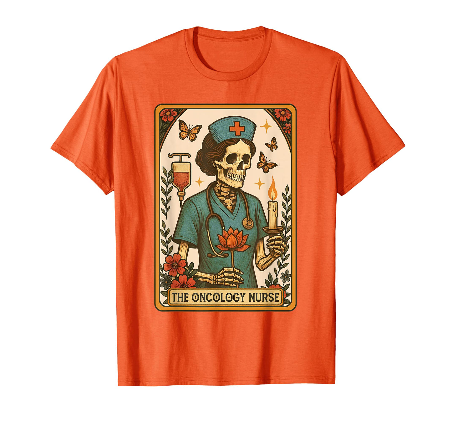 Oncology Nurse Tarot Card Skeleton Nursing Medical Student T-Shirt