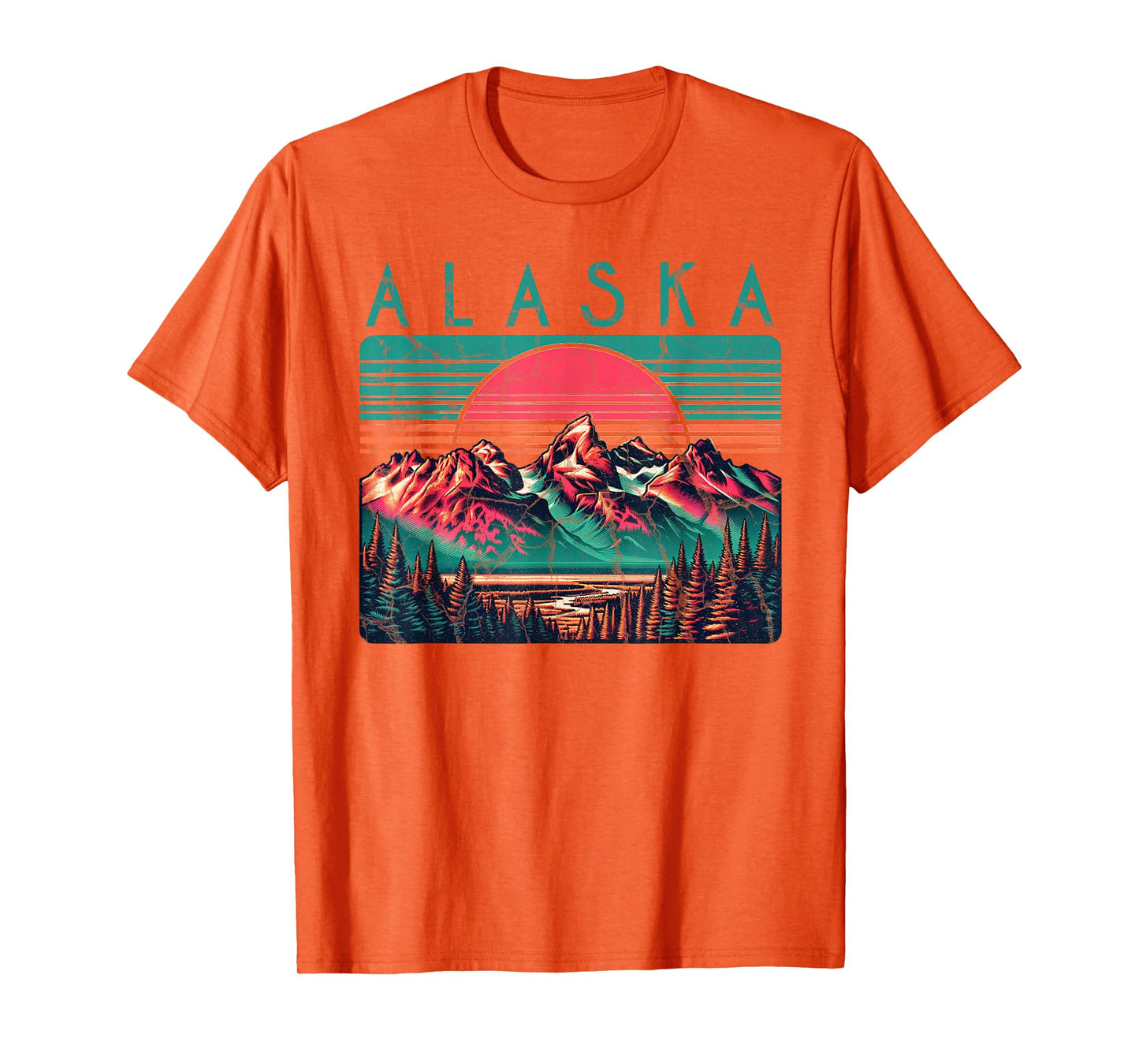 Alaska USA Outdoor Vintage Unisex-Adults, Kids Blue Retro Alaska T-Shirt