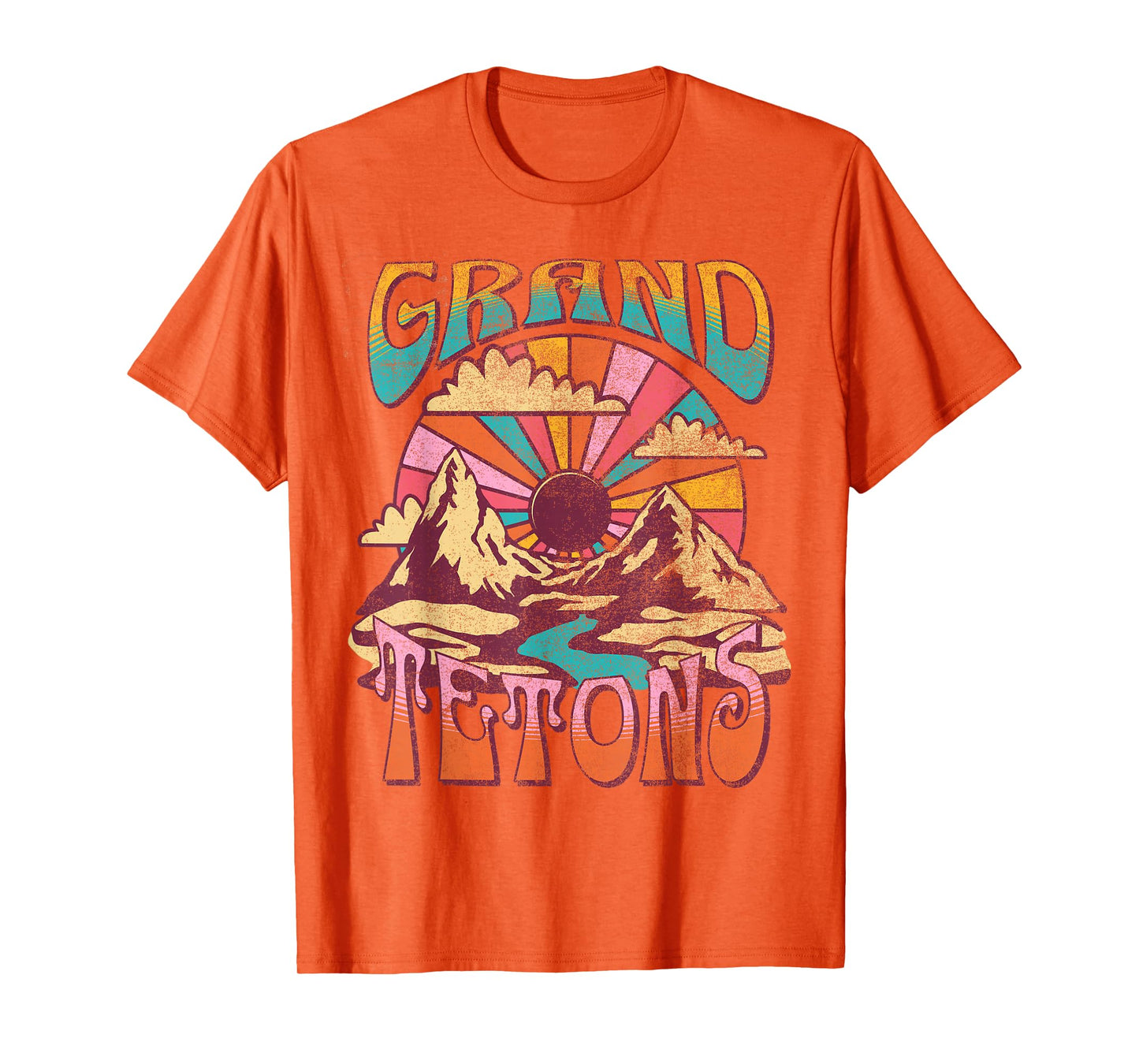 Grand Teton Wyoming Nature Hiking Mountains Outdoors Vintage T-Shirt