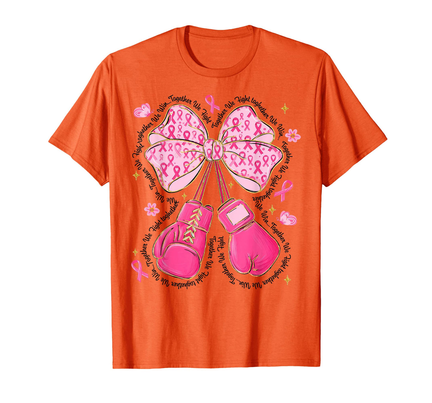 Pink Bow Boxing Gloves Breast Cancer Awareness Fighter T-Shirt