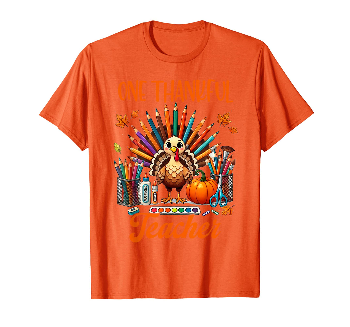 One Thankful Teacher Squad Teaching Turkey Fall Thanksgiving T-Shirt