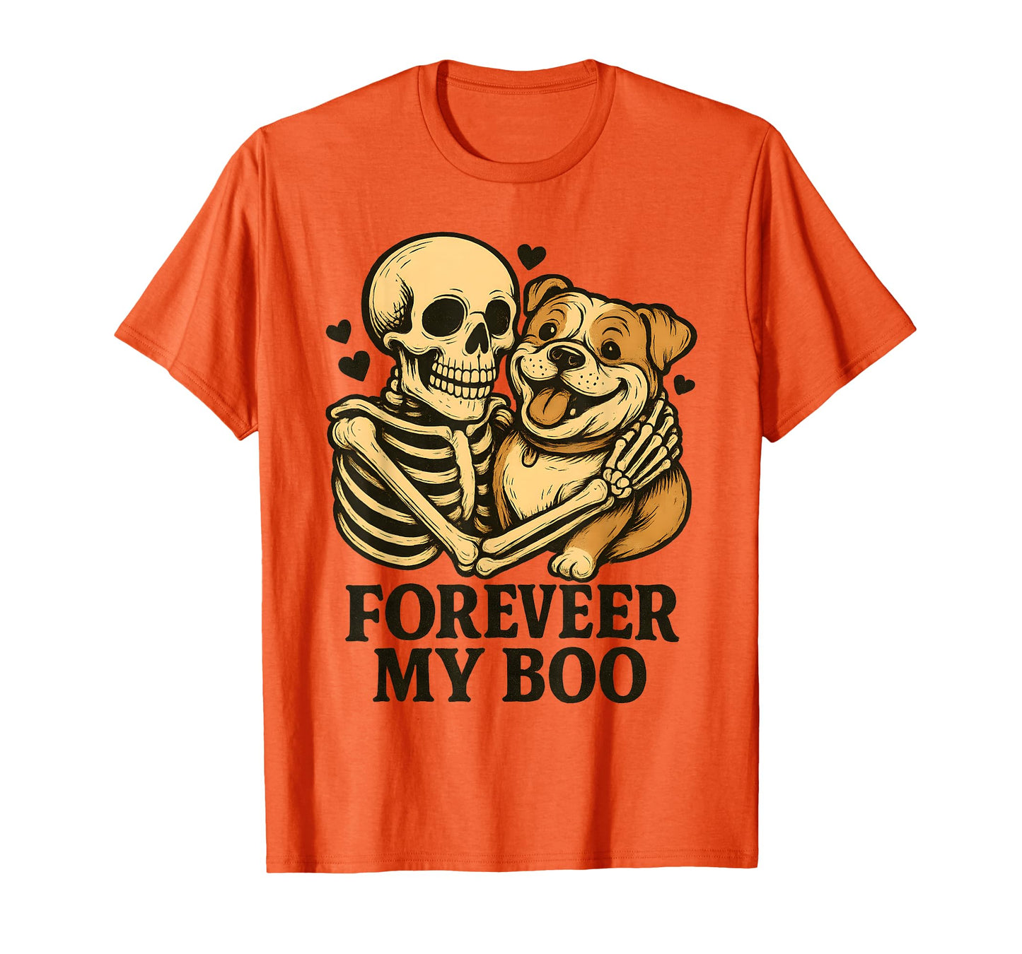 Forever My Boo Halloween Skeleton with American Bulldog Love T-Shirt