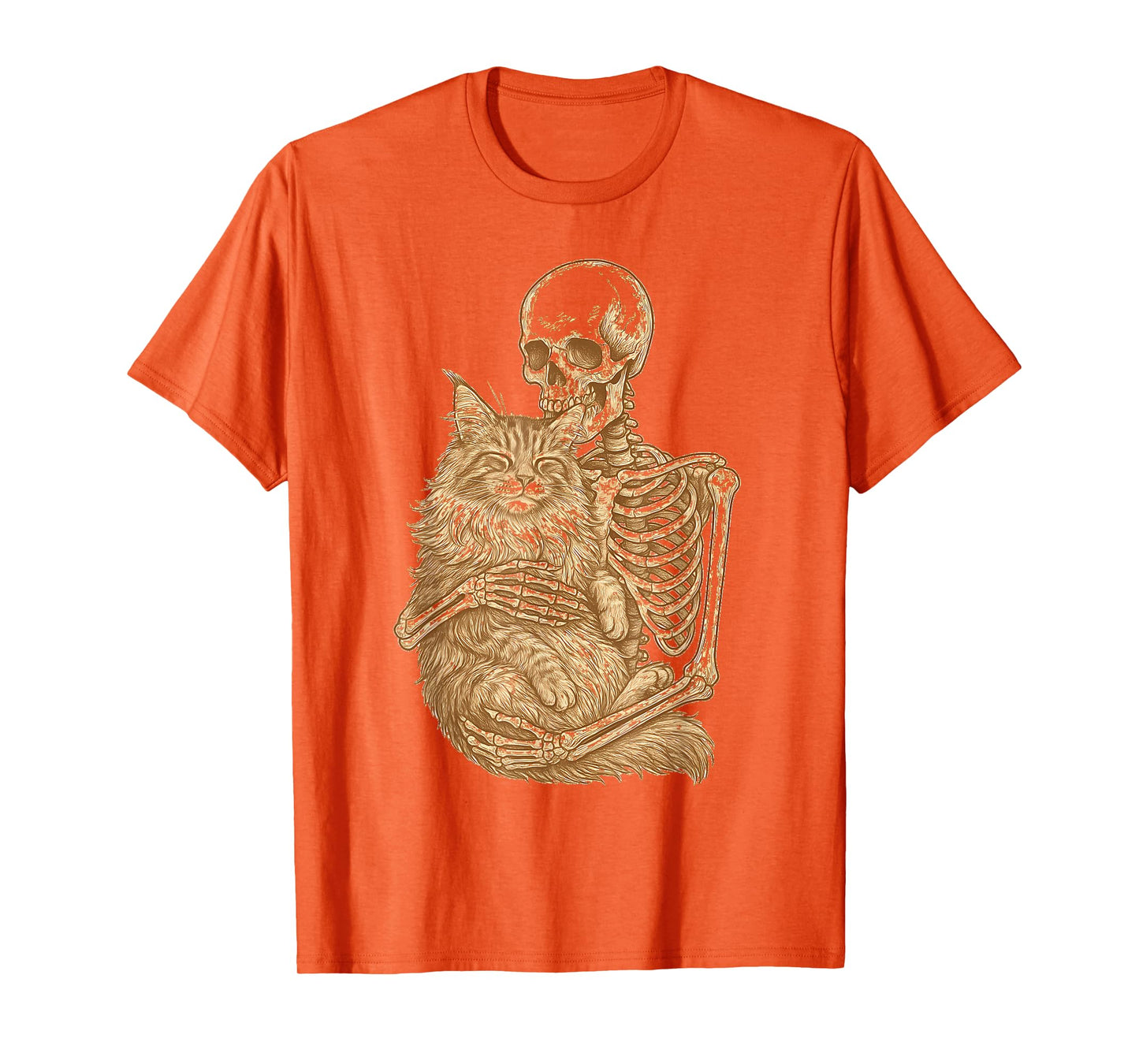 Skeleton Hugging Maine Coon Cat T-Shirt