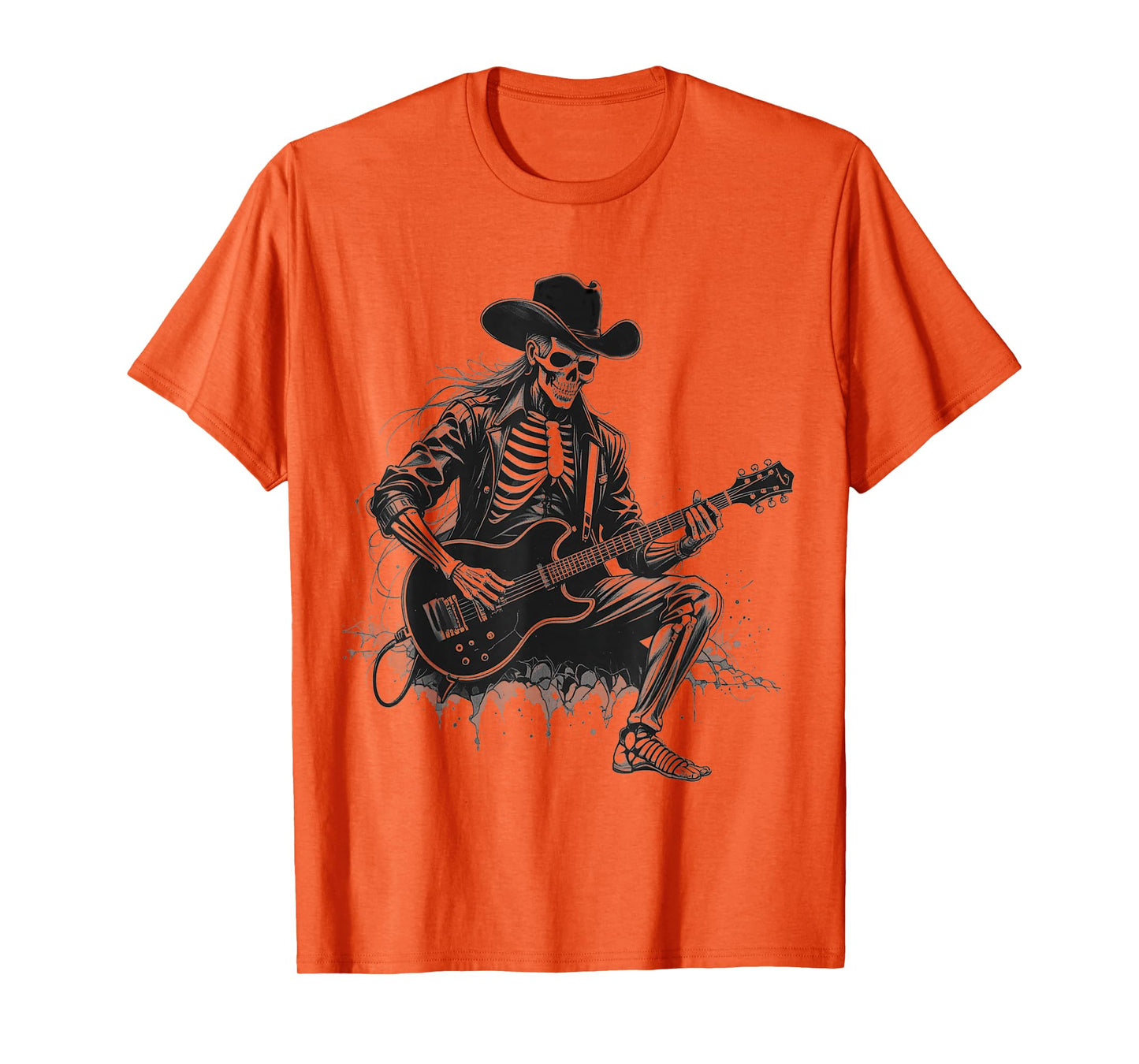Skeleton Playing Electric Guitar for Halloween Men Women T-Shirt