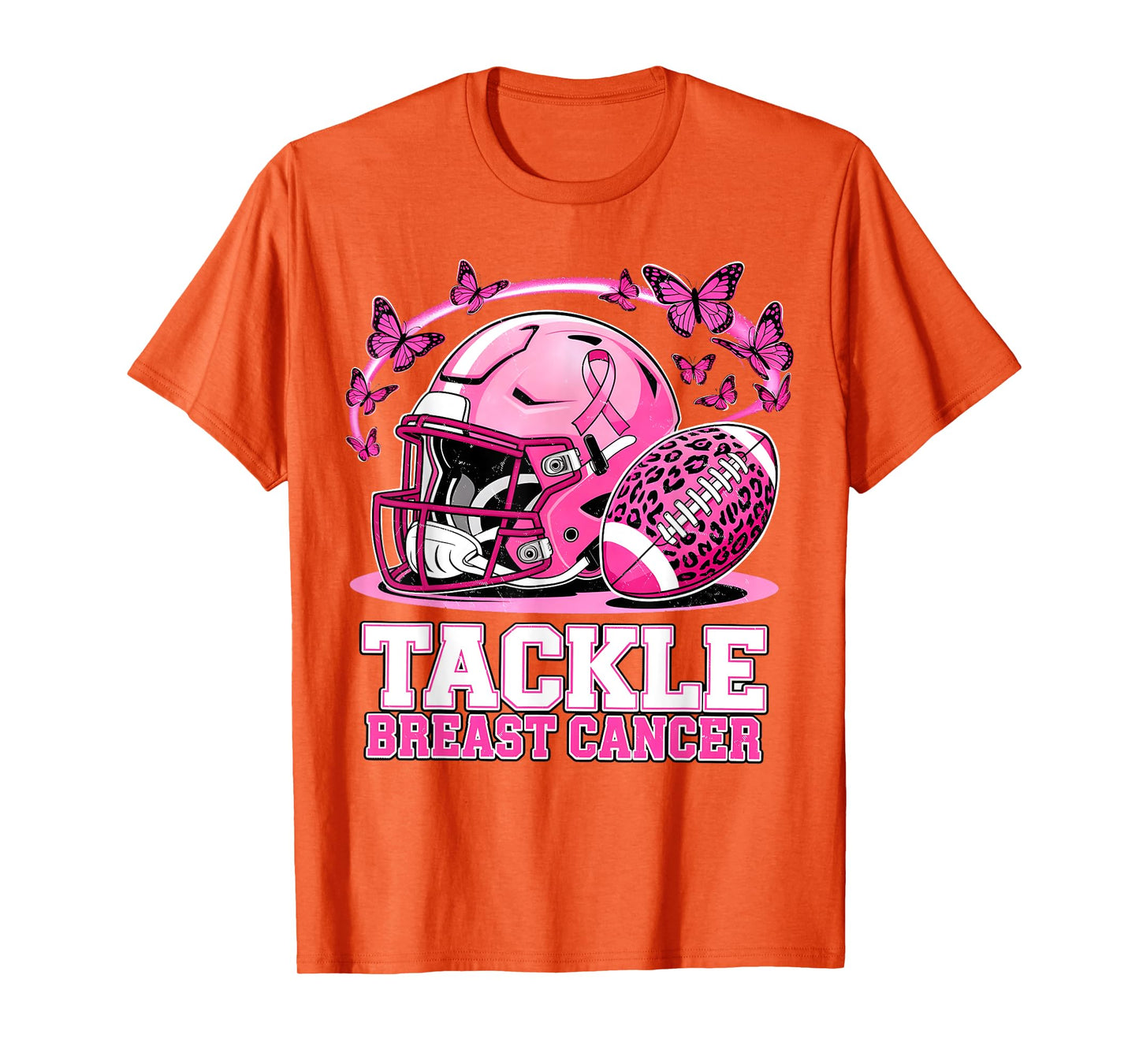 Tackle Breast Cancer Awareness Football Womens Butterfly T-Shirt