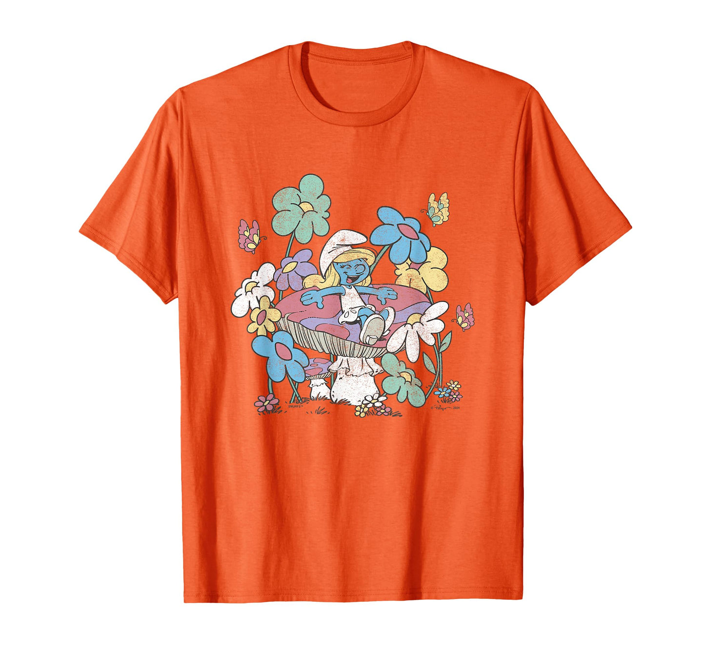 The Smurfs Smurfette Having Fun In Nature Distressed T-Shirt