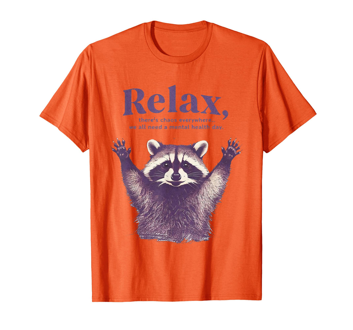 Funny Teacher Raccoon Retro Relax There's Chaos Everywhere T-Shirt
