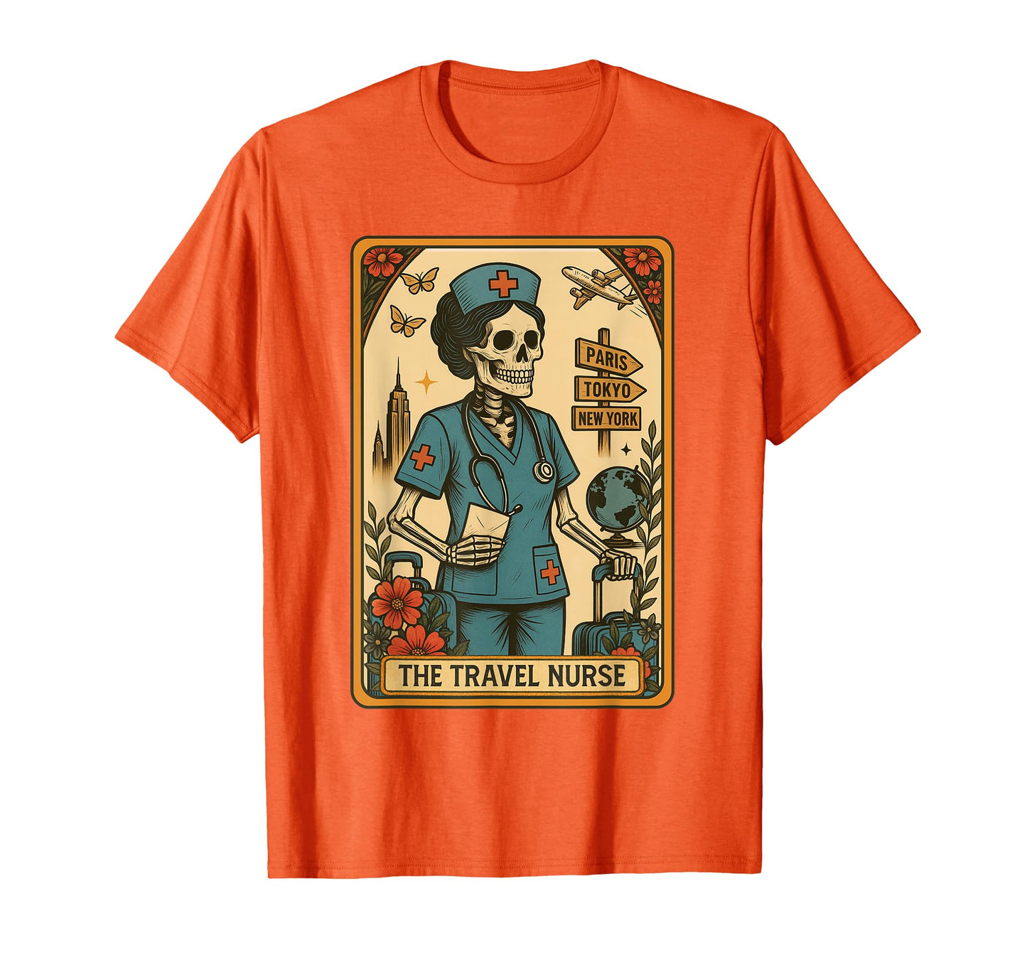 Travel Nurse Tarot Card Skeleton Nursing Registered Nurse T-Shirt