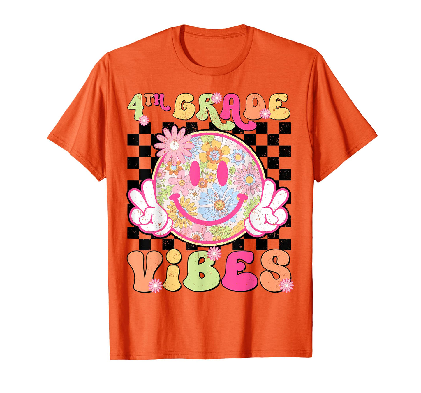 Groovy 4th Grade Vibes First Day Of School Teacher Girls T-Shirt