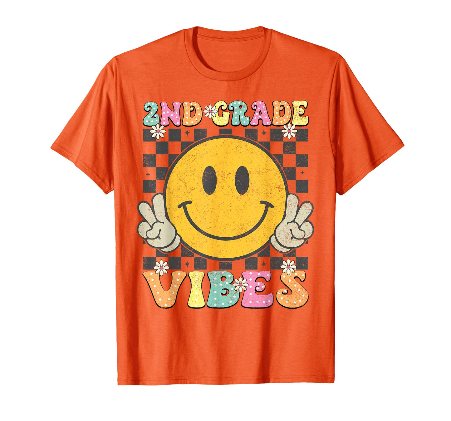 Girls 2nd Grade Vibes Smile Face Back to School Second Grade T-Shirt