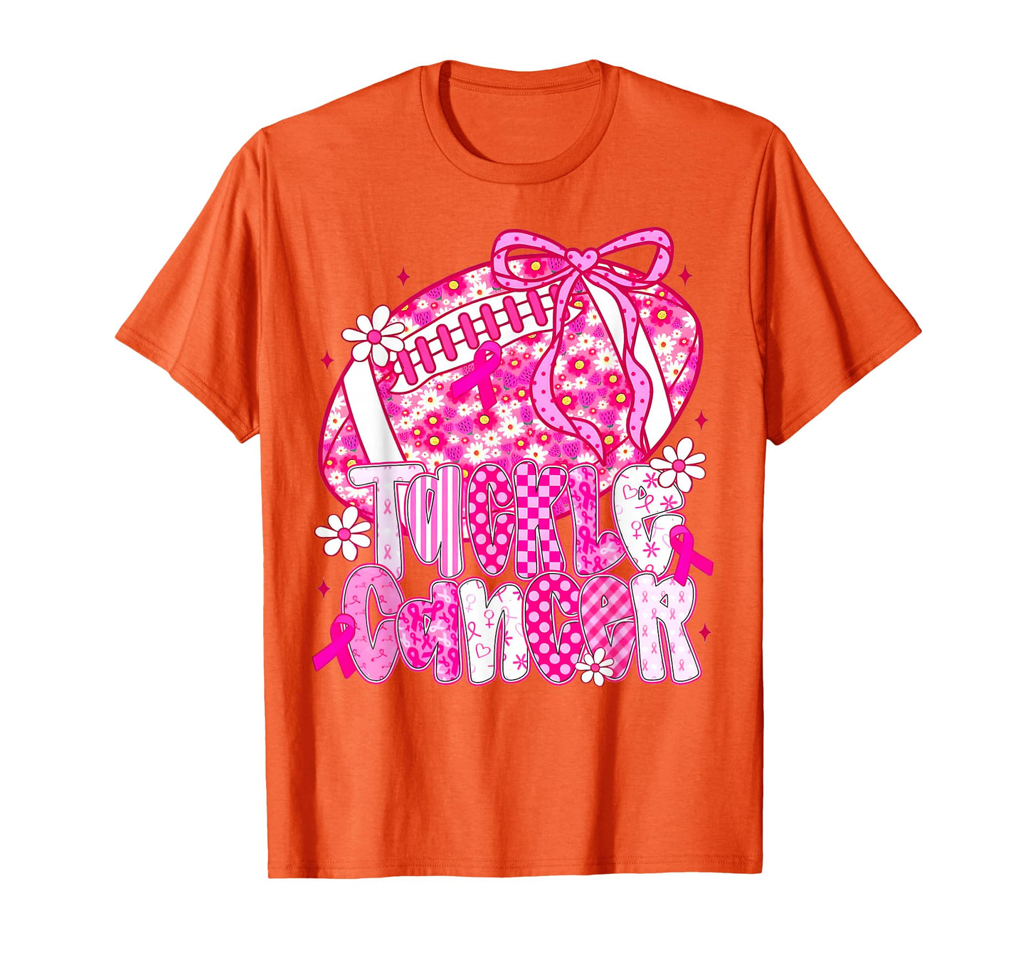 Tackle Breast Cancer Awareness American Football Bow Womens T-Shirt