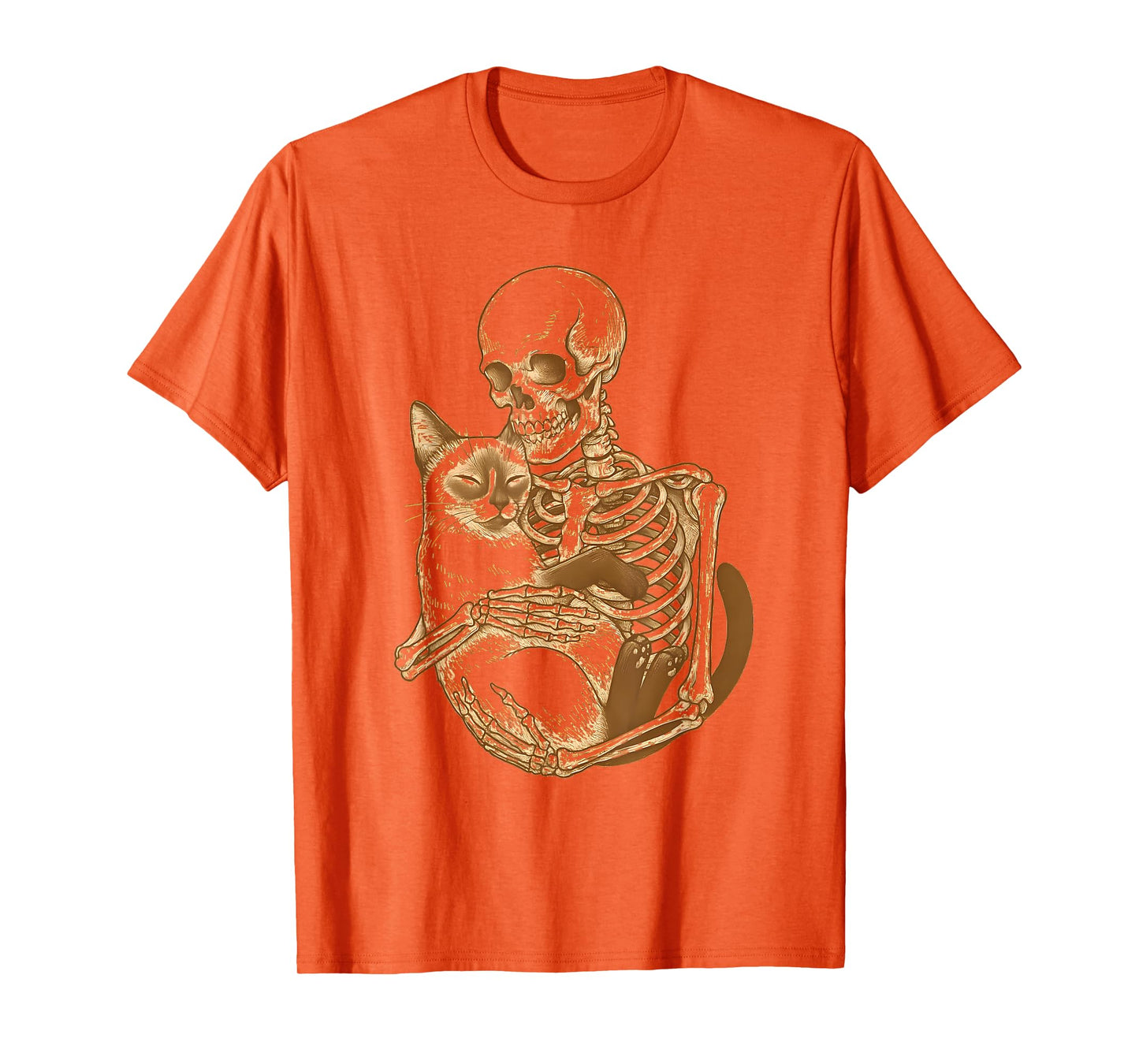 Skeleton Hugging Siamese Cat T-Shirt