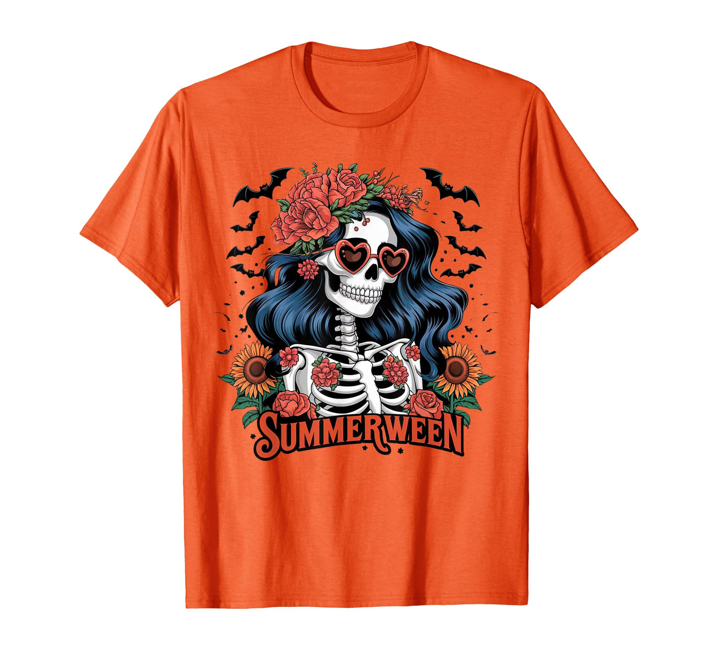Summerween Halloween Theme Summer Skeleton Woman Mysterious T-Shirt