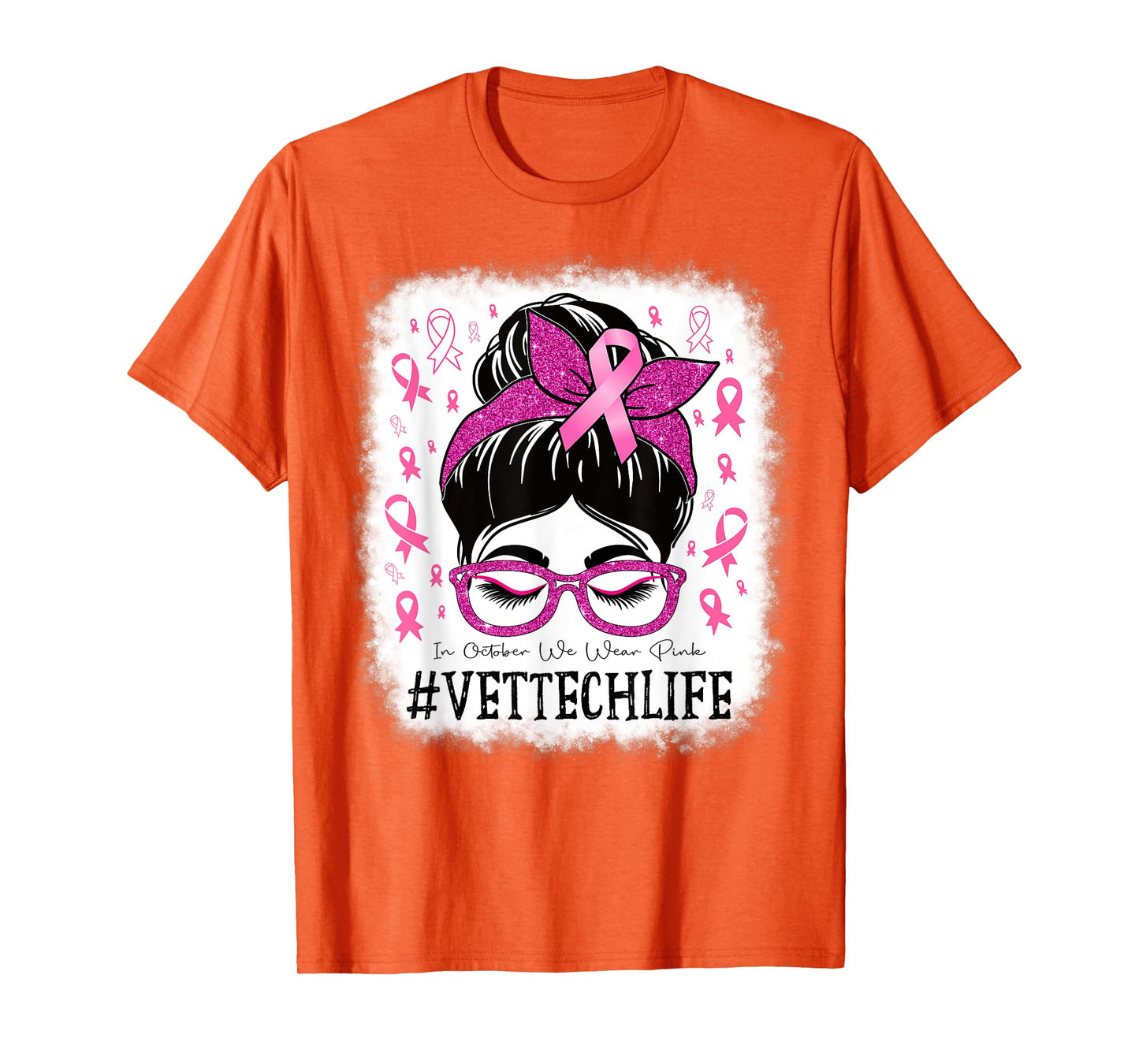 Vet Tech In October We Wear Pink Breast Cancer Awareness T-Shirt