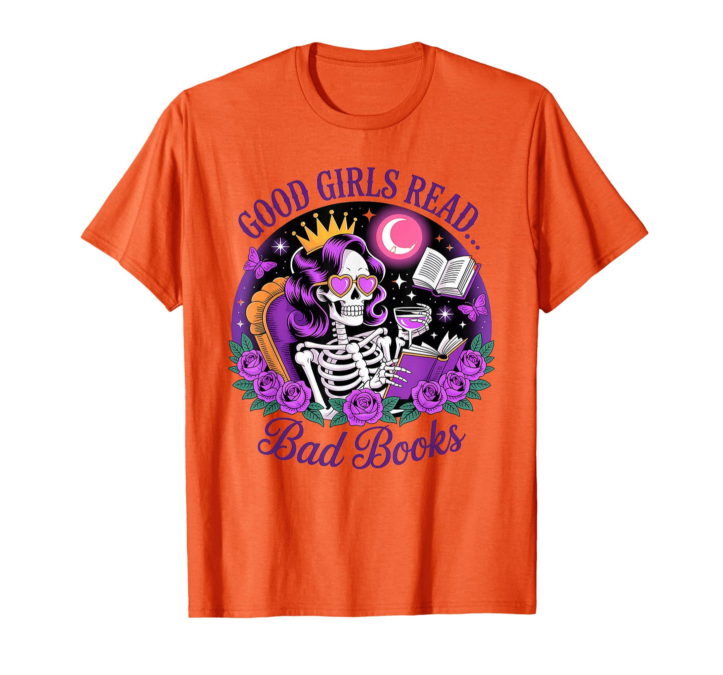 Good Girls Read Smutty Books Skeleton Reading Dark Academia T-Shirt