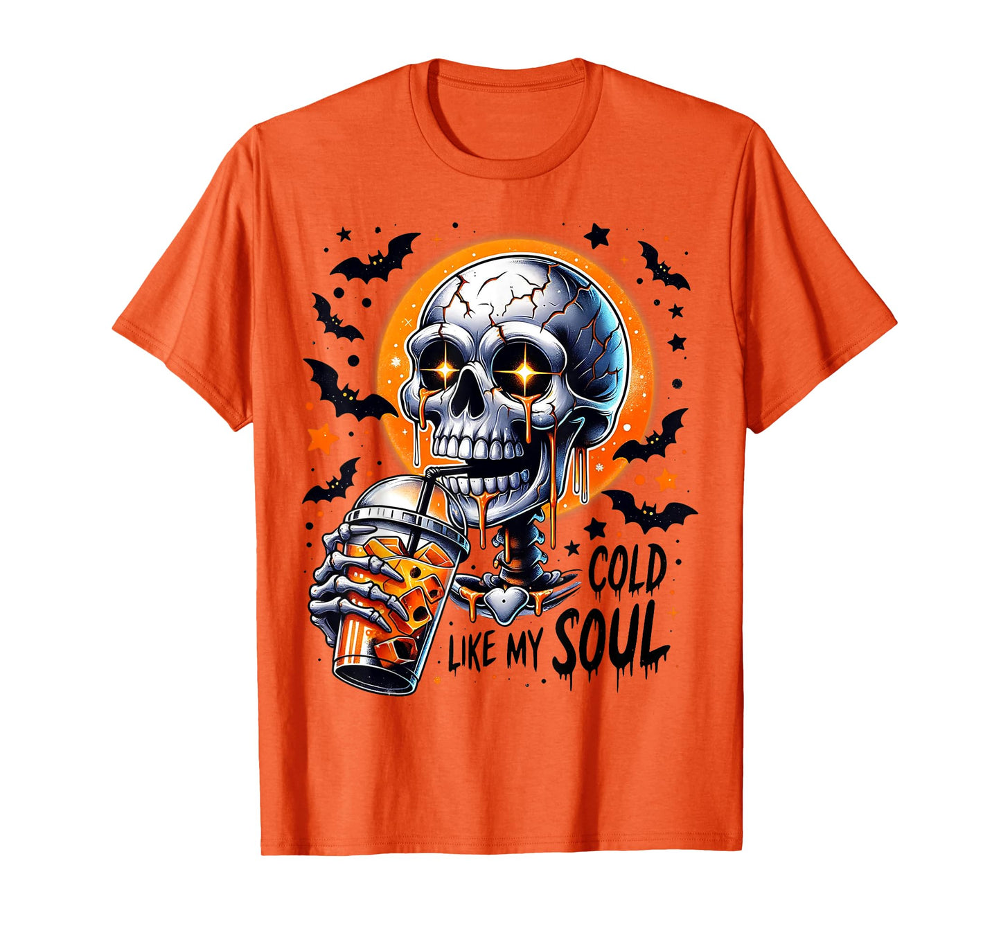 Cold Like My Soul Halloween Spooky Skeleton Drinking Coffee T-Shirt