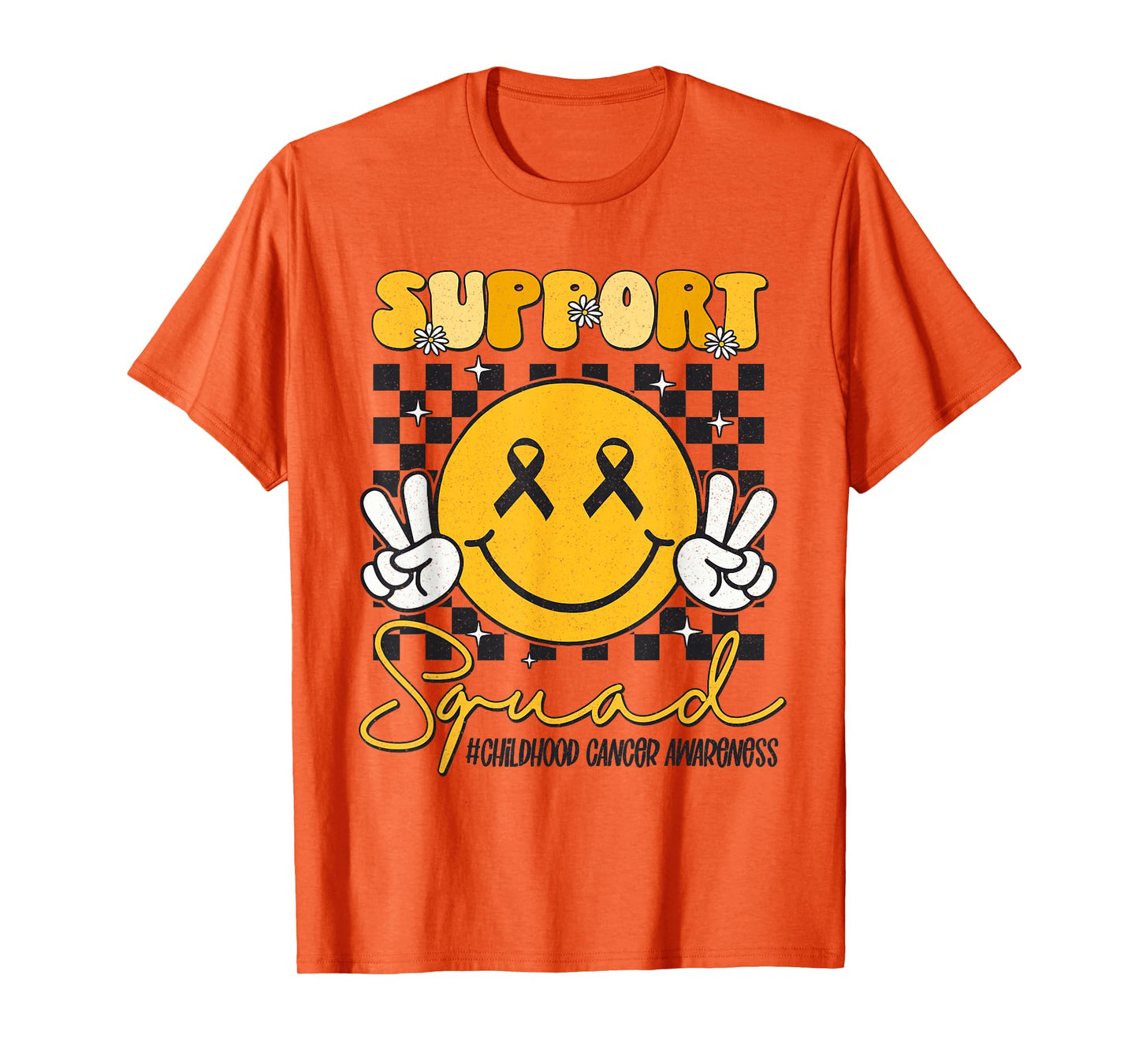 Childhood Cancer Awareness Smile Face Gold Ribbon Support T-Shirt