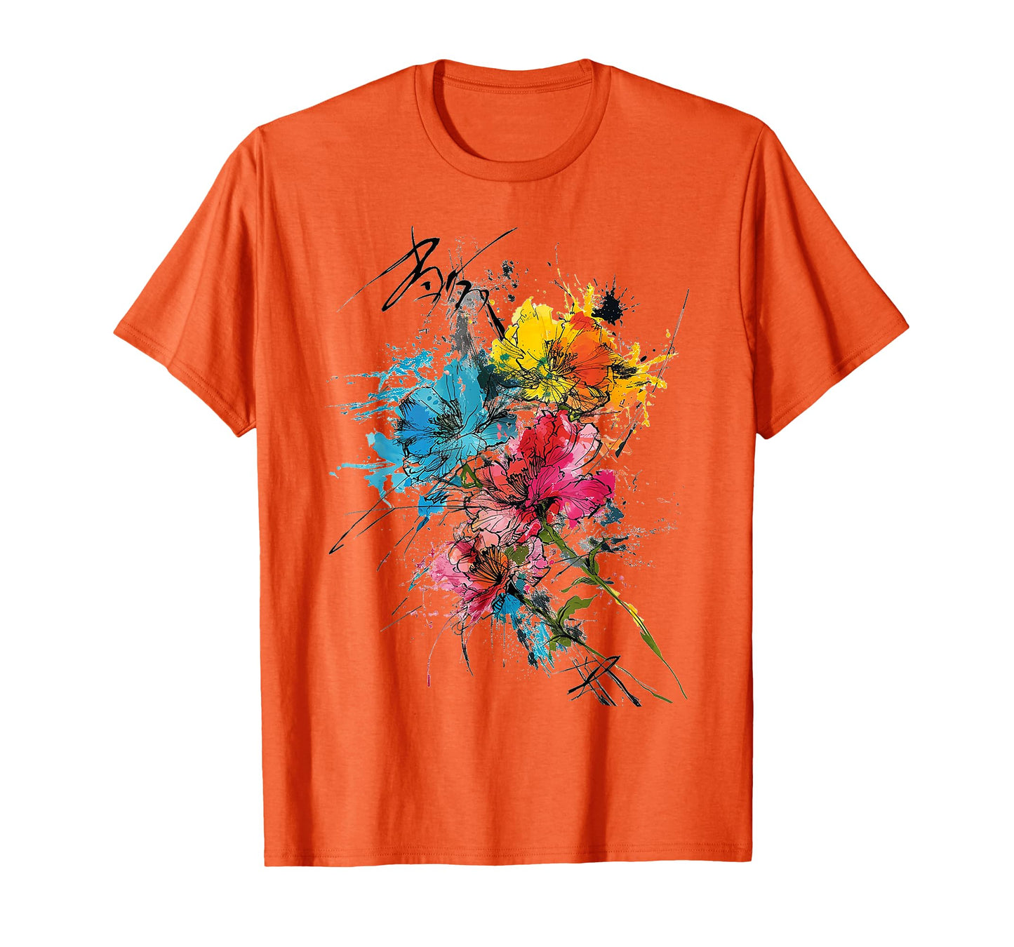 Flower Colorful Art Drawing Abstract Graphic Flower T-Shirt