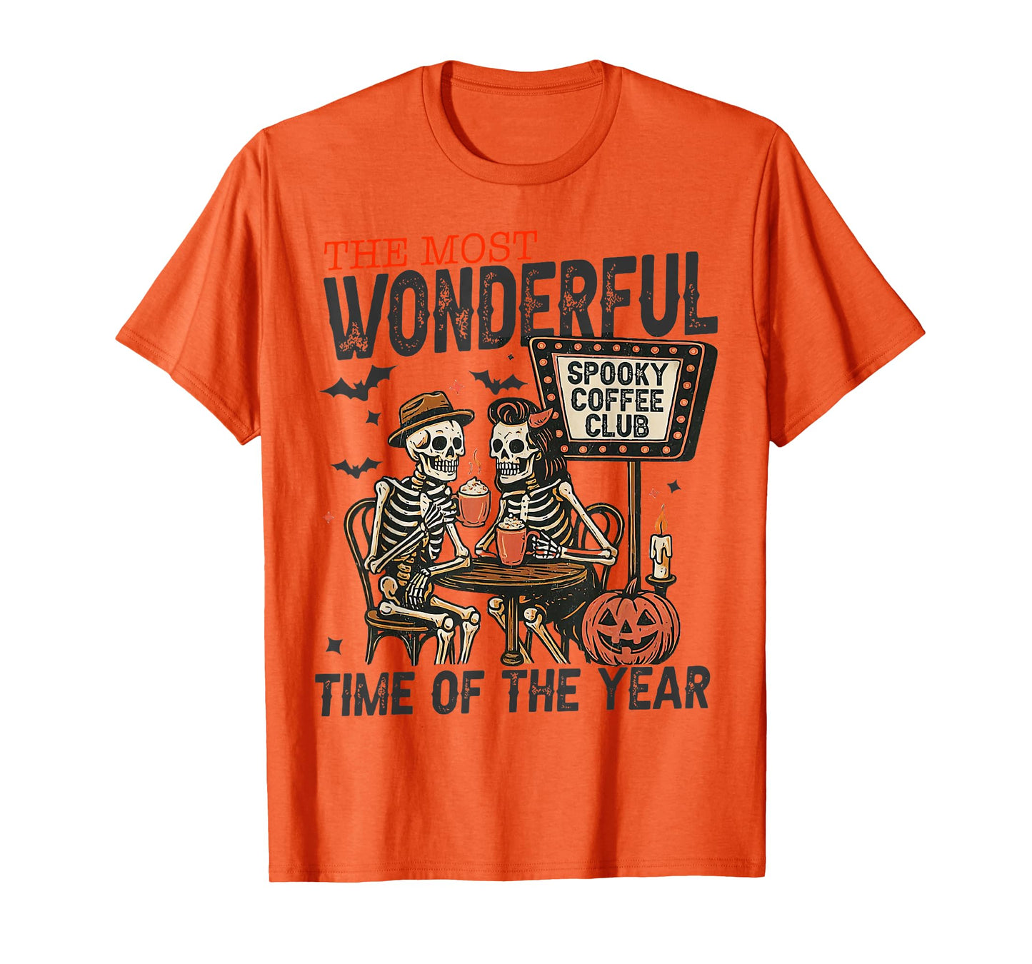 Spooky Coffee Club Funny Halloween Skeletons Drinking Coffee T-Shirt
